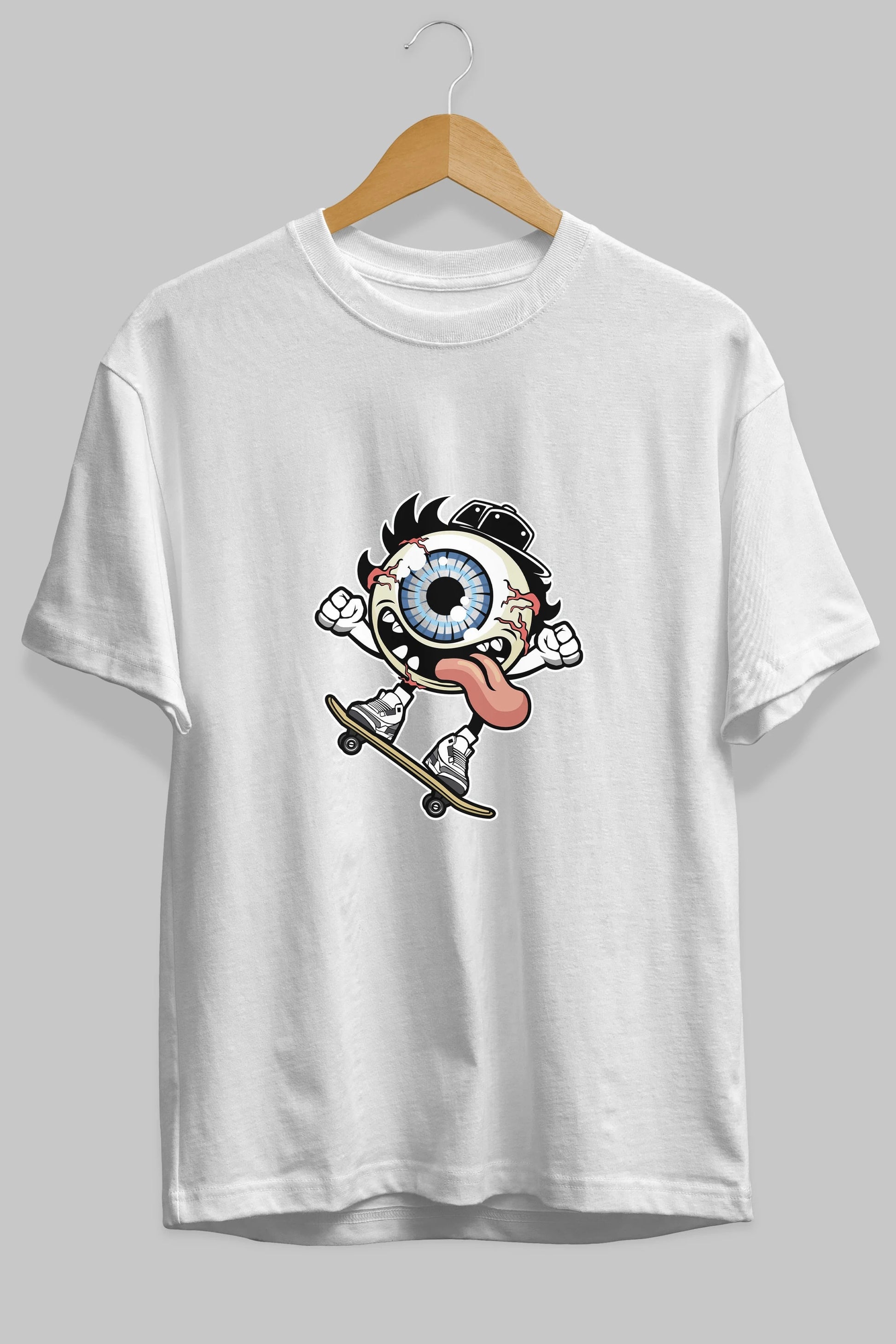 Eye Ball Skater Ön Baskılı Oversize t-shirt Erkek Kadın Unisex %100 Pamuk tişort