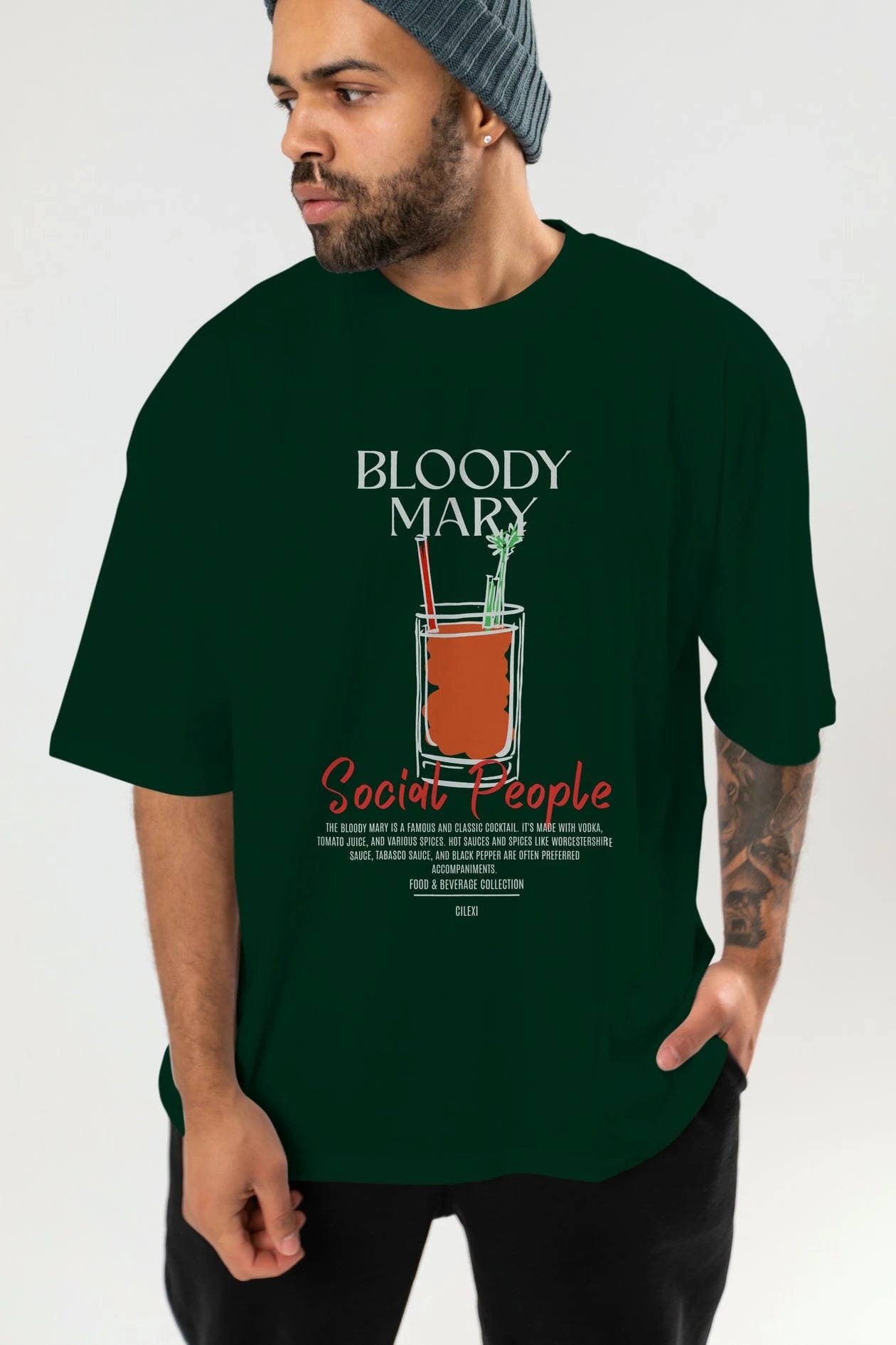 Bloody Mary Kokteyl Serisi ön Baskılı Oversize t-shirt Erkek Kadın %100 Pamuk Bisiklet Yaka tişort