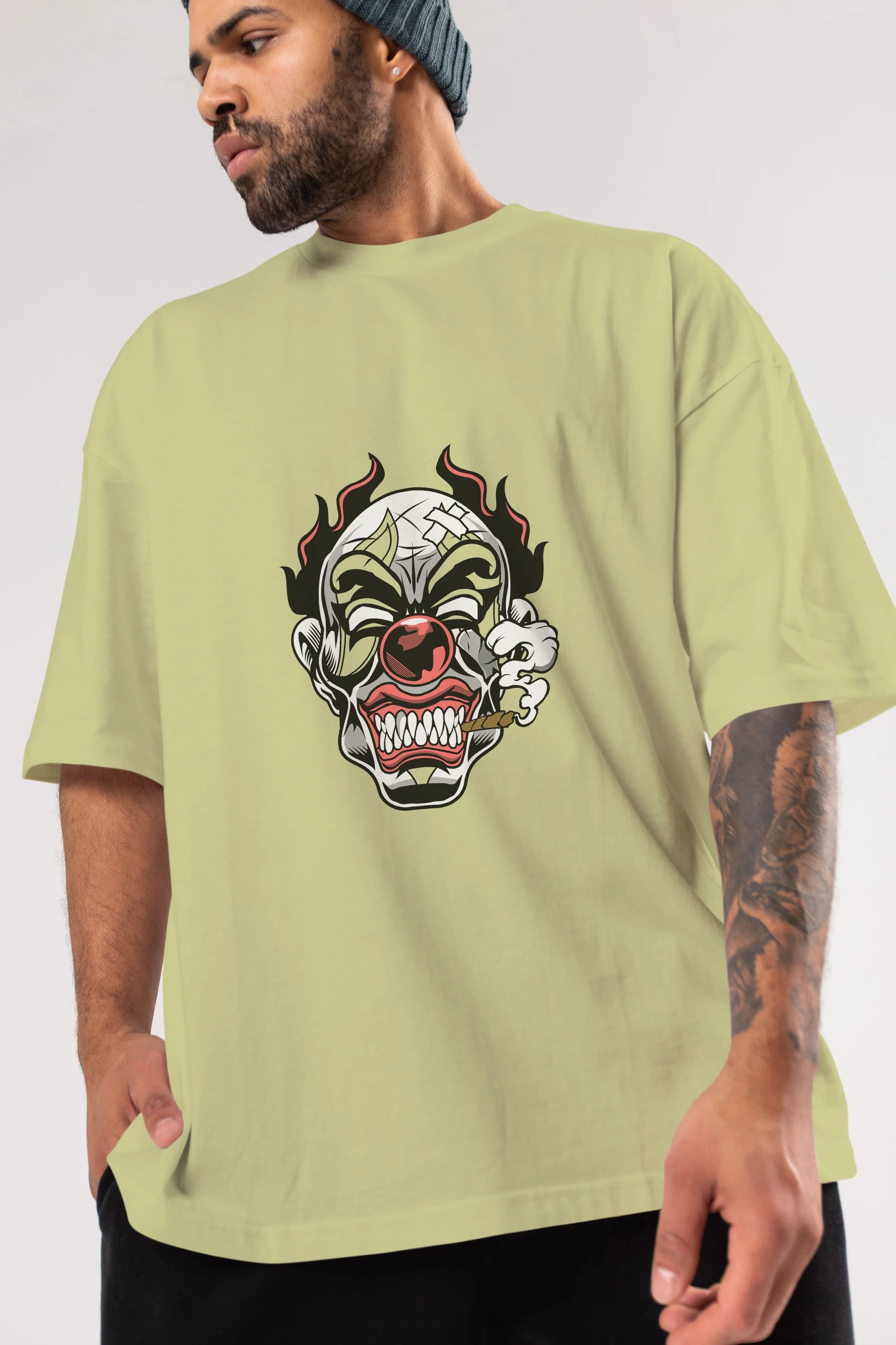 Clown Horror Ön Baskılı Oversize t-shirt Erkek Kadın Unisex %100 Pamuk tişort