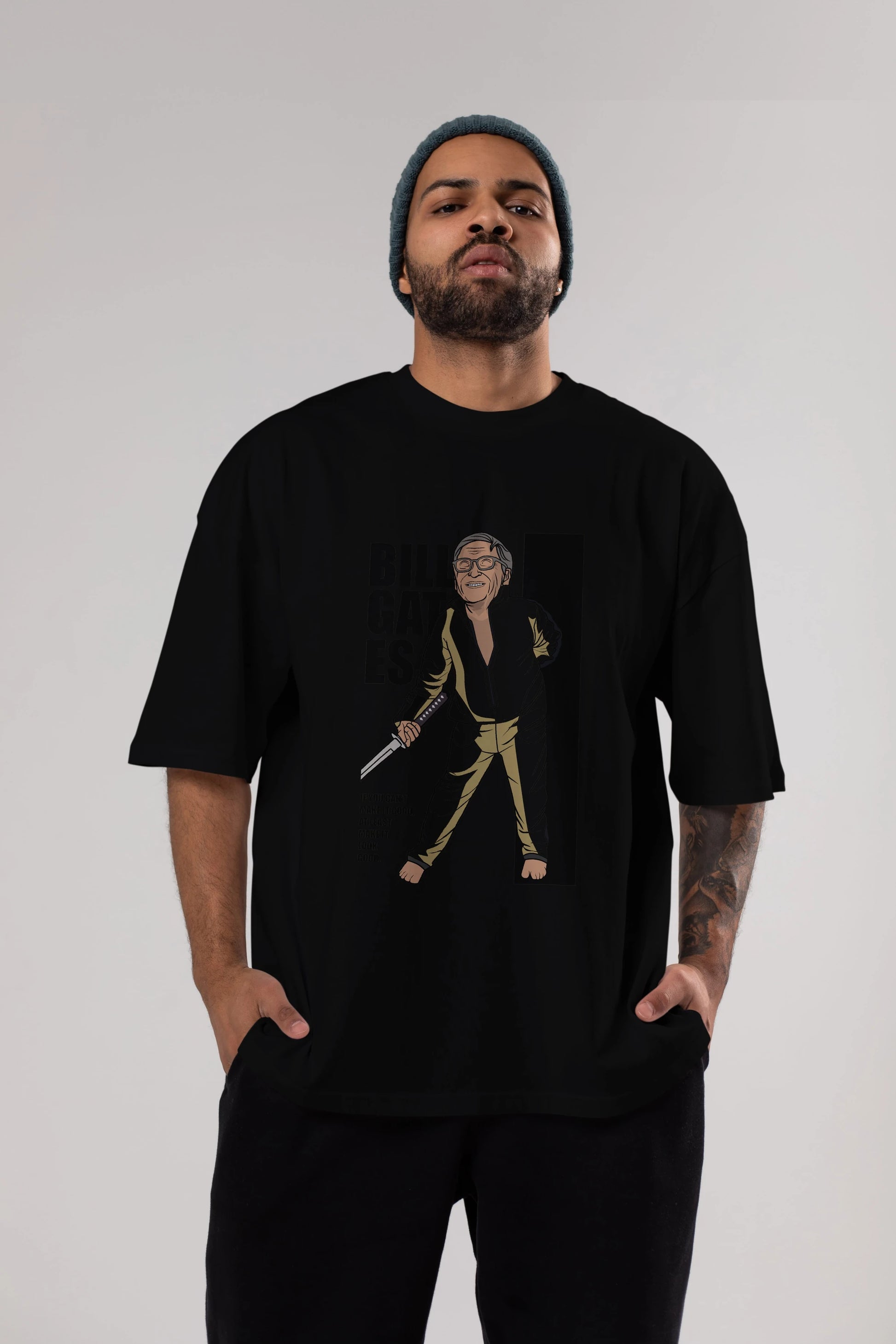 Bill Gates Ön Baskılı Oversize t-shirt Erkek Kadın Unisex %100 Pamuk tişort