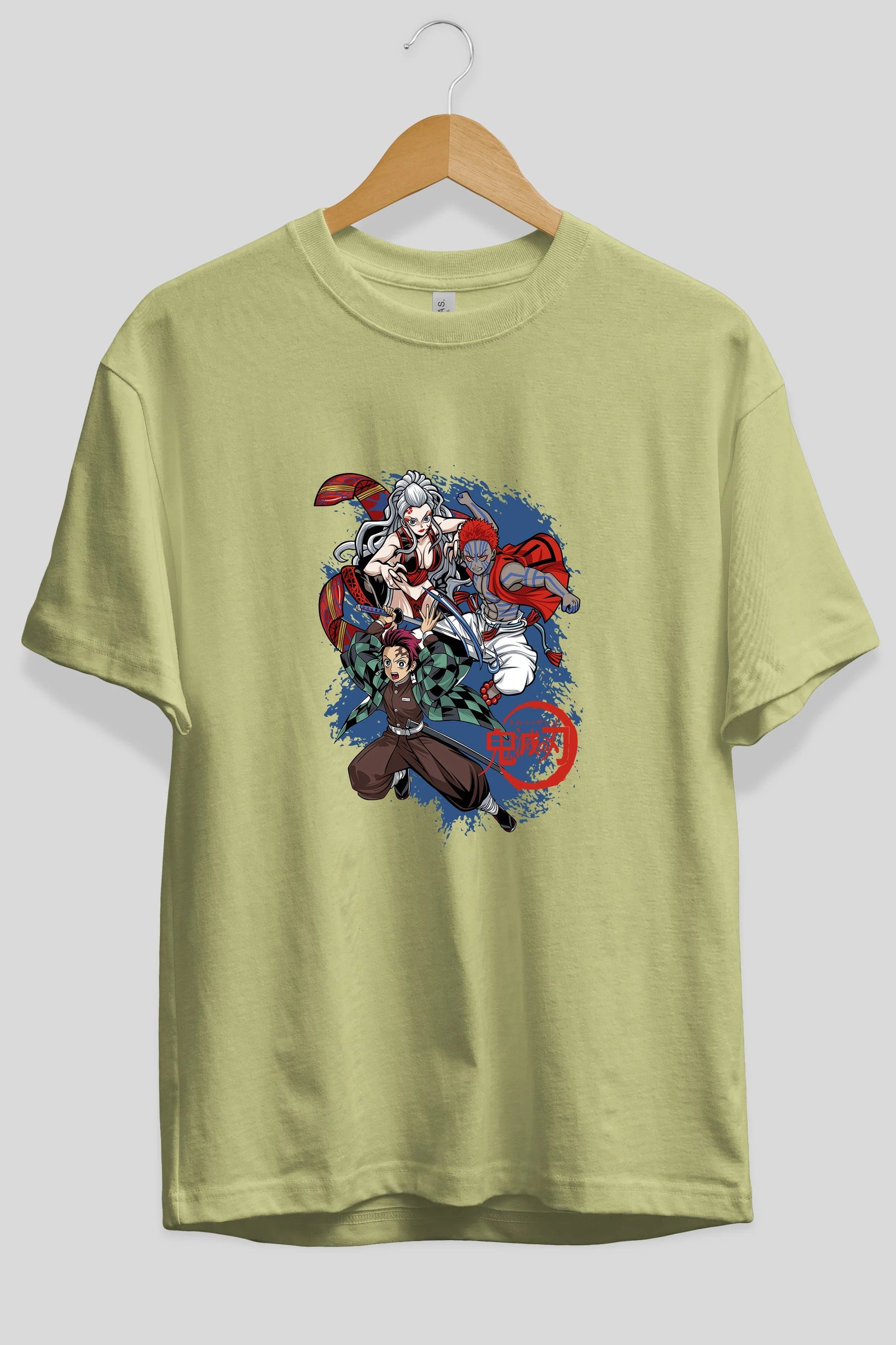 TANJIRO ,AKAZA,DAKI Anime Ön Baskılı Oversize t-shirt %100 pamuk Erkek Kadın Unisex
