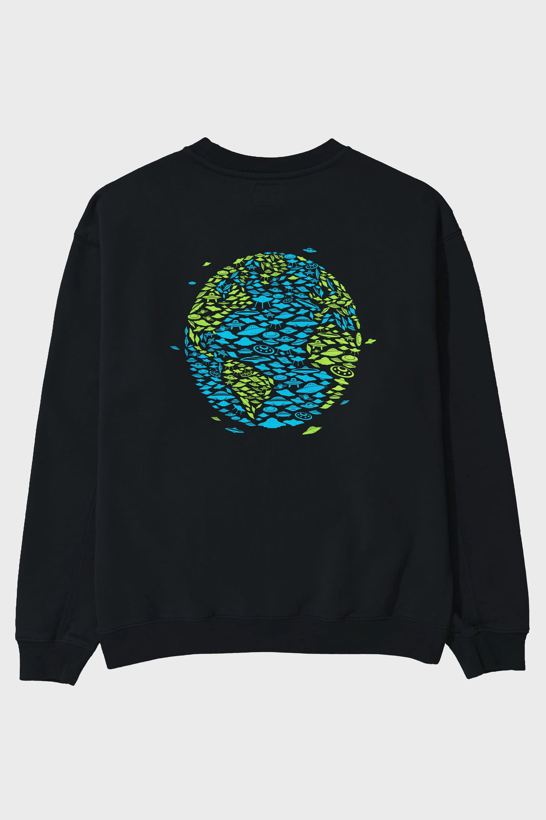 UFO Invasion Arka Baskılı Oversize Sweatshirt Erkek Kadın Unisex