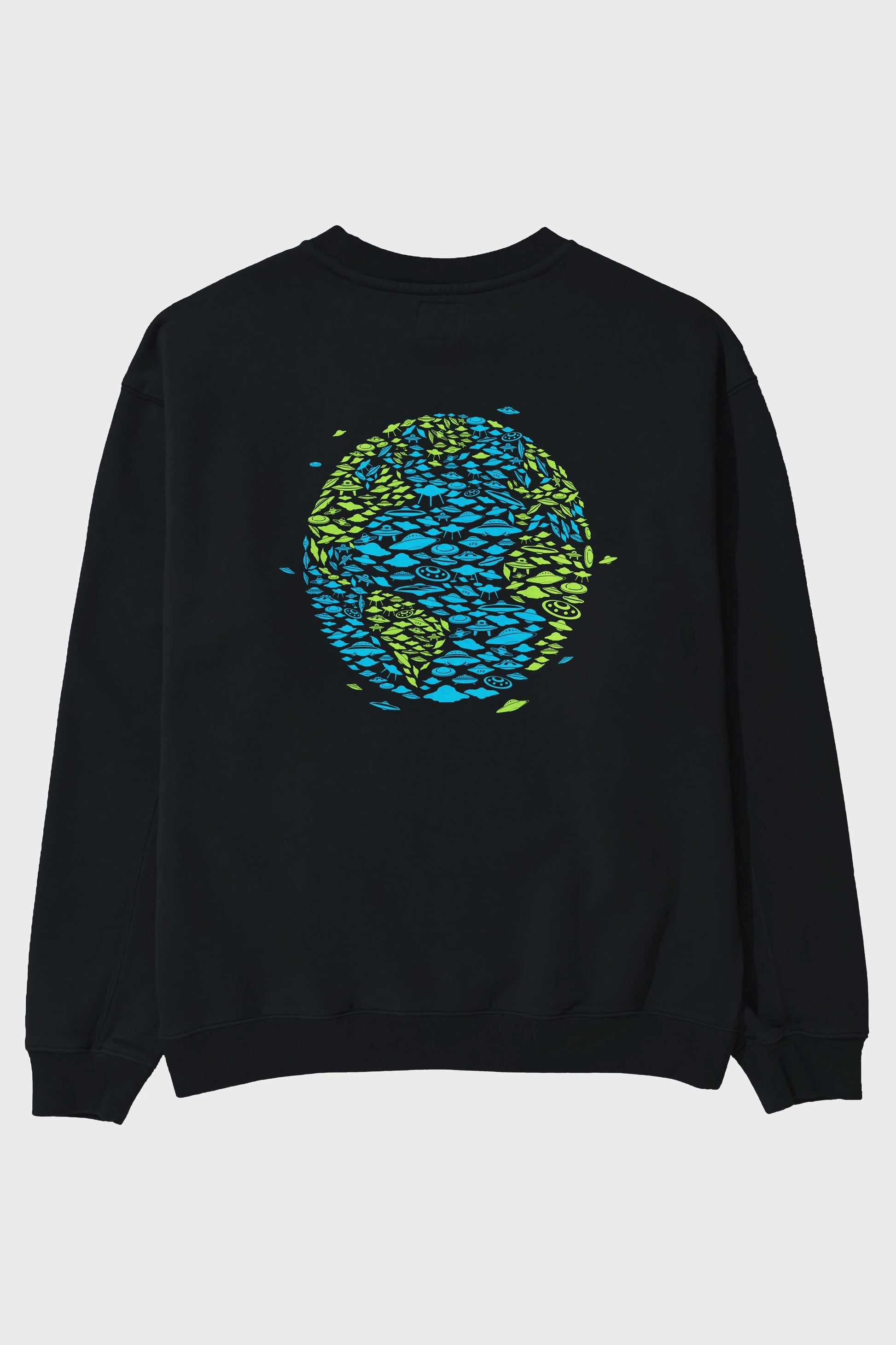 UFO Invasion Arka Baskılı Oversize Sweatshirt Erkek Kadın Unisex