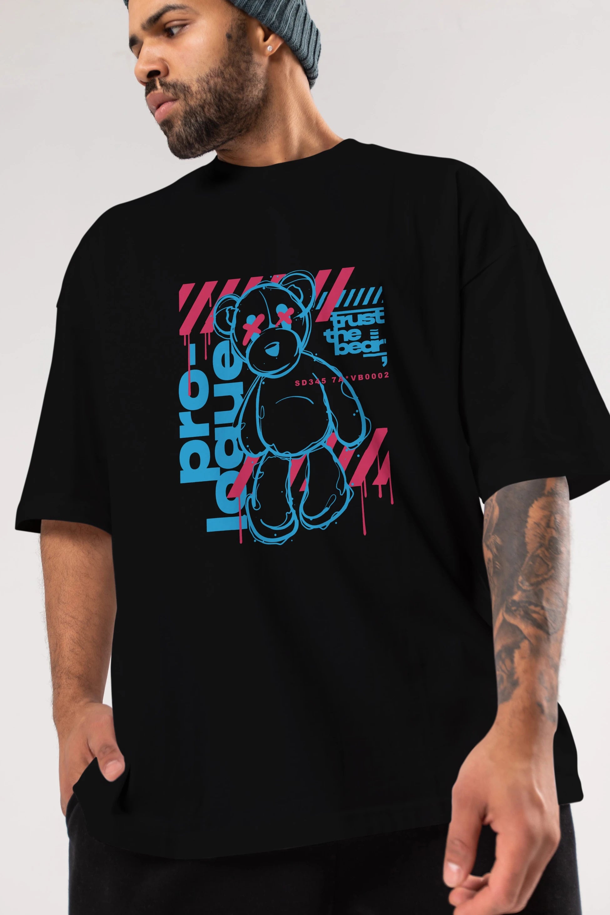 Trust The Bear Ön Baskılı Oversize t-shirt Erkek Kadın Unisex