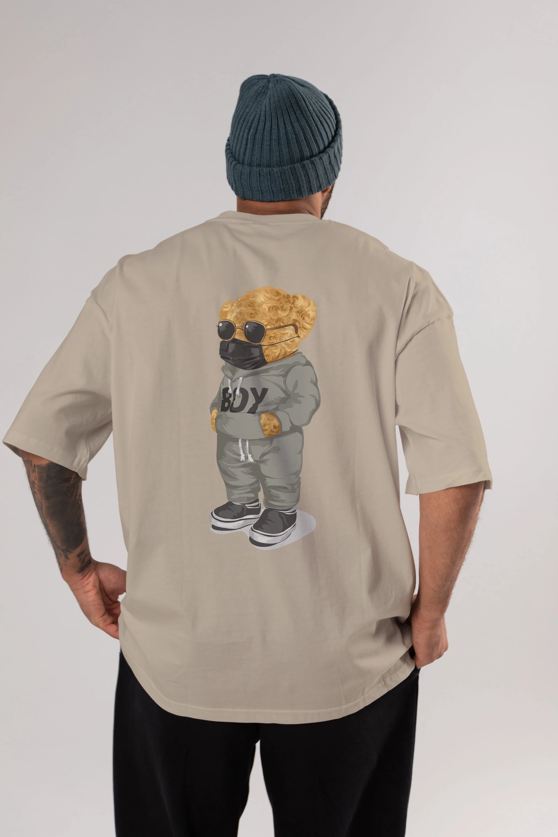 Teddy Bear Boy Arka Baskılı Oversize t-shirt Erkek Kadın Unisex %100 Pamuk