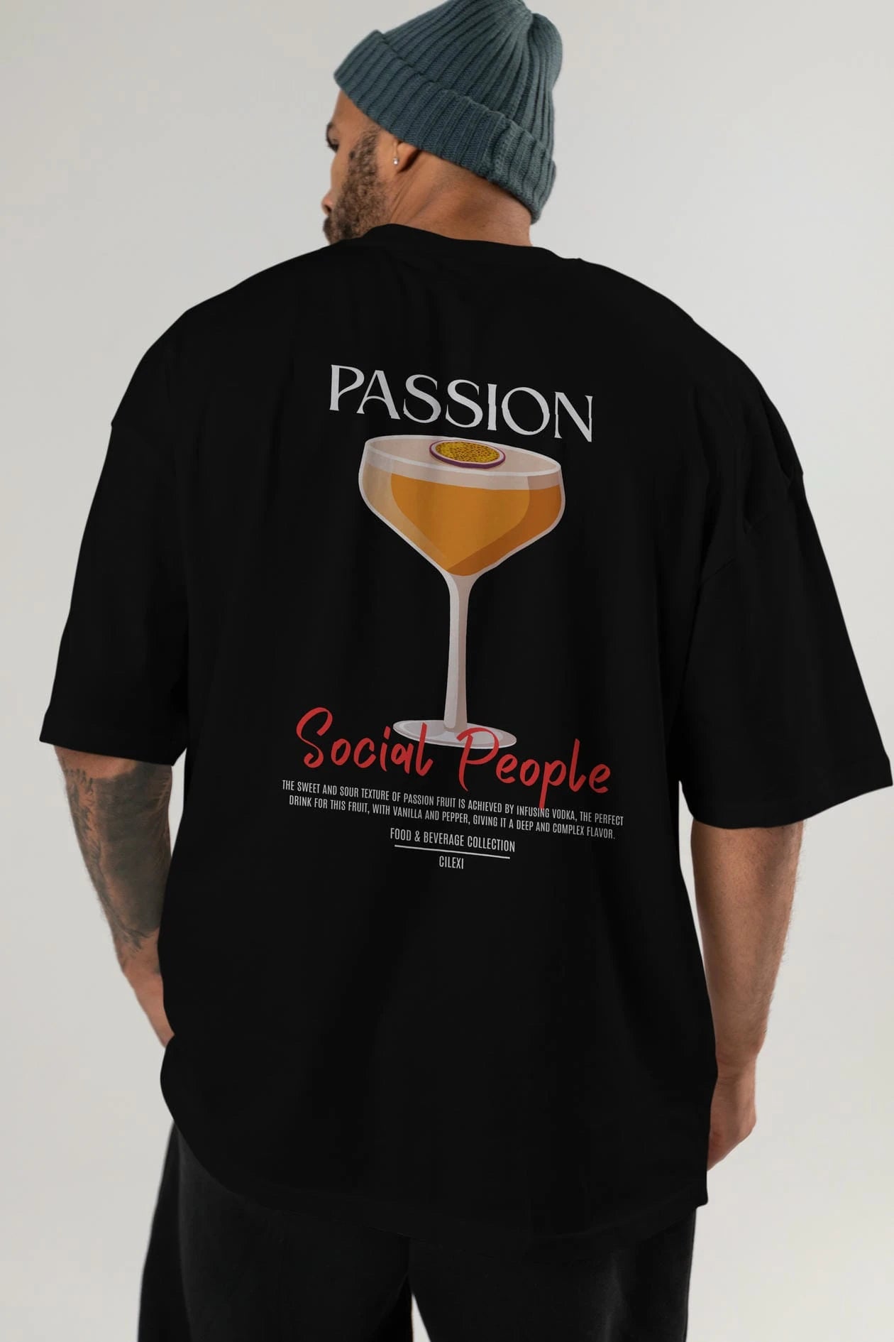 Passion Kokteyl Serisi Baskılı Oversize t-shirt Erkek Kadın Unisex %100 Pamuk Bisiklet Yaka tişort