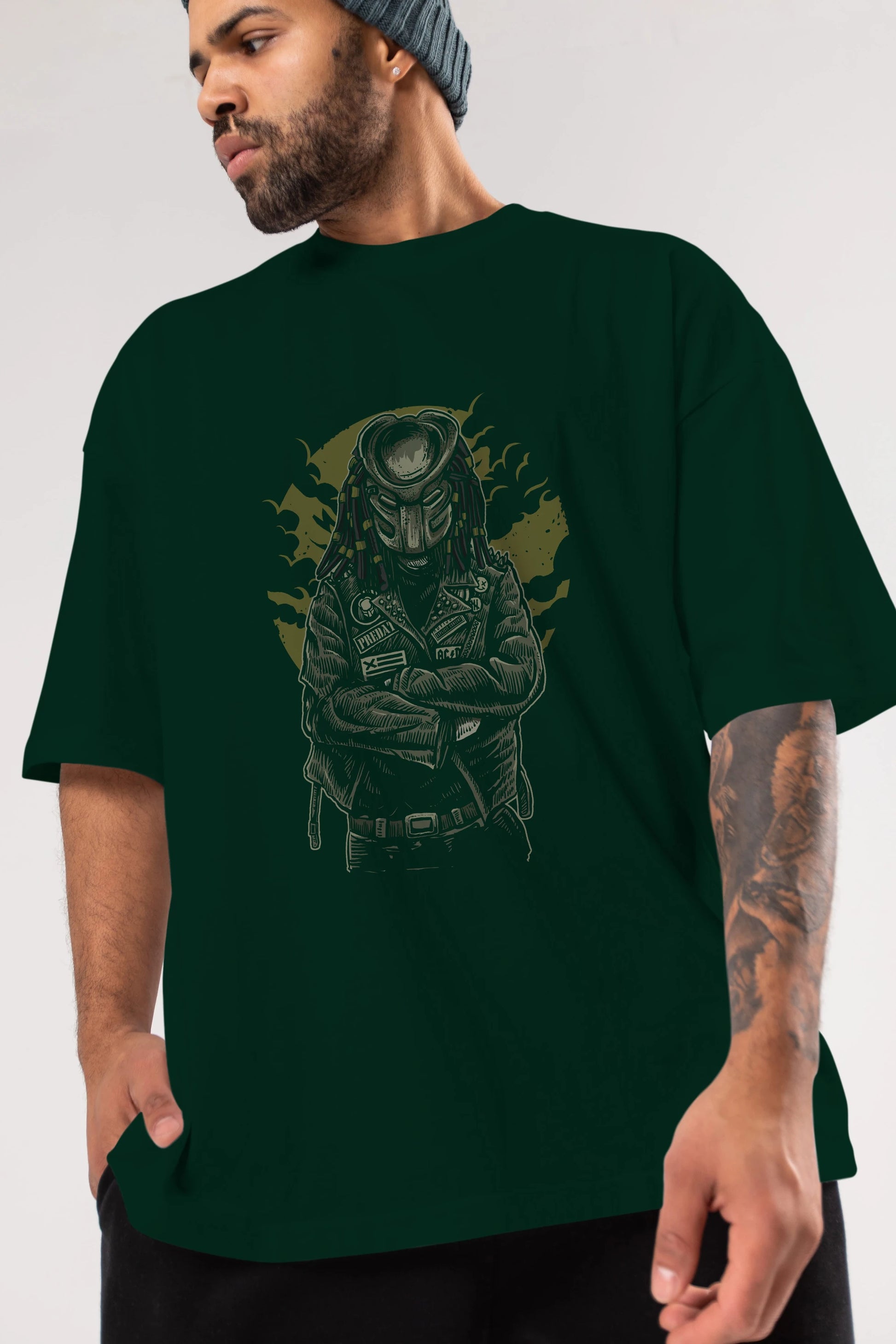 Predator Ön Baskılı Oversize t-shirt Erkek Kadın Unisex %100 Pamuk tişort