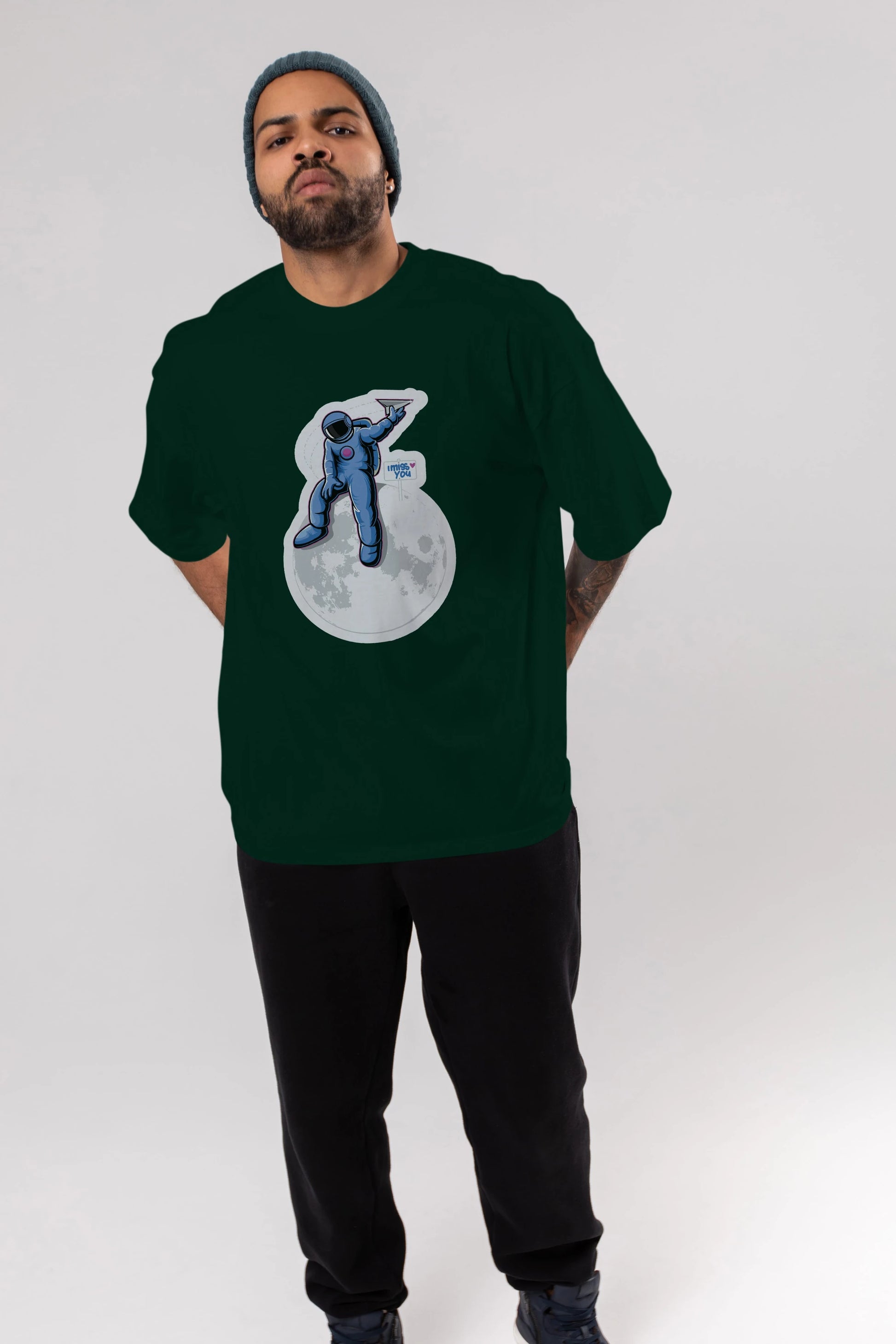 Astro Missing Earth Sticker Ön Baskılı Oversize t-shirt Erkek Kadın Unisex