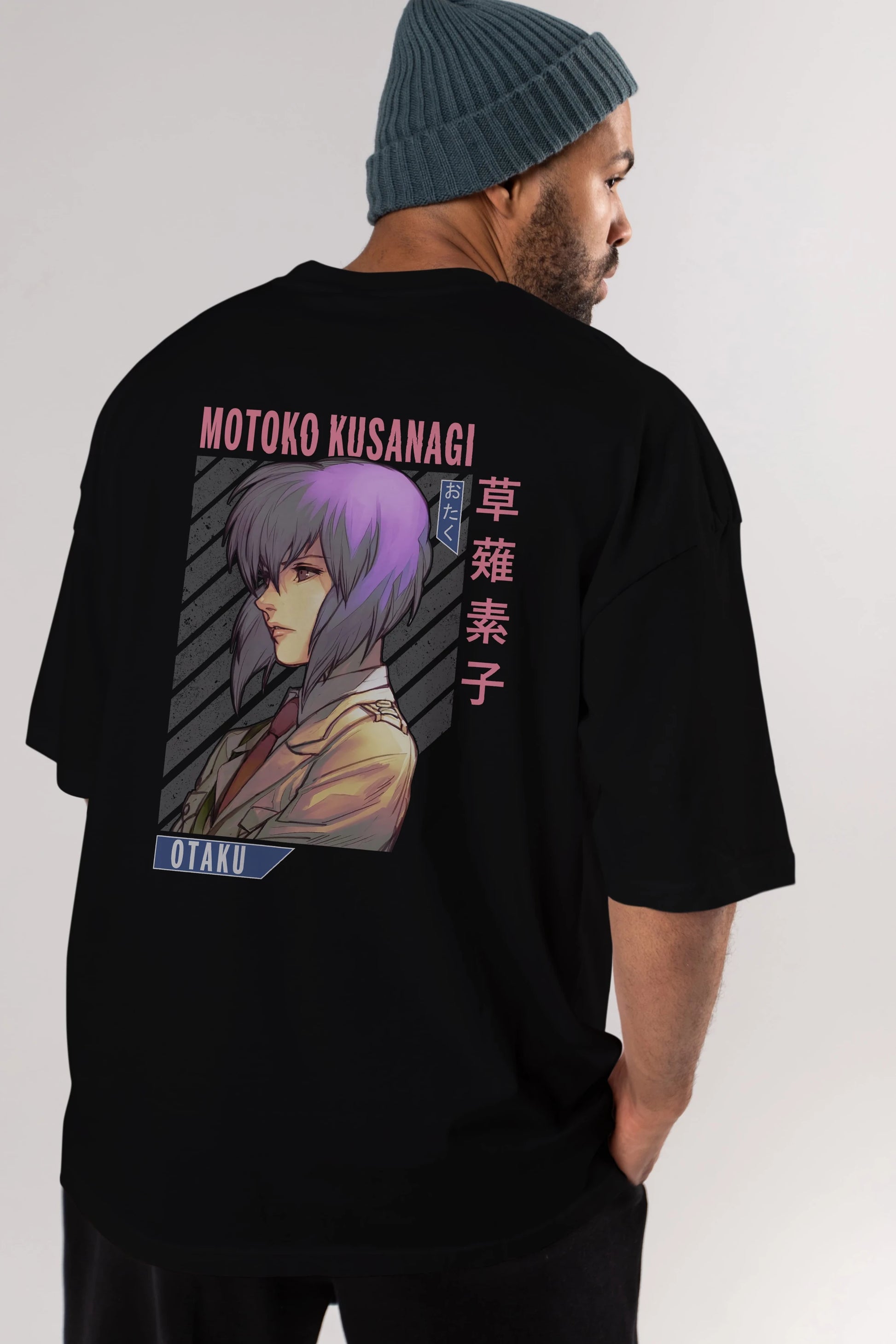 Motoko Kusanagi 4 Anime Arka Baskılı Oversize t-shirt Erkek Kadın Unisex