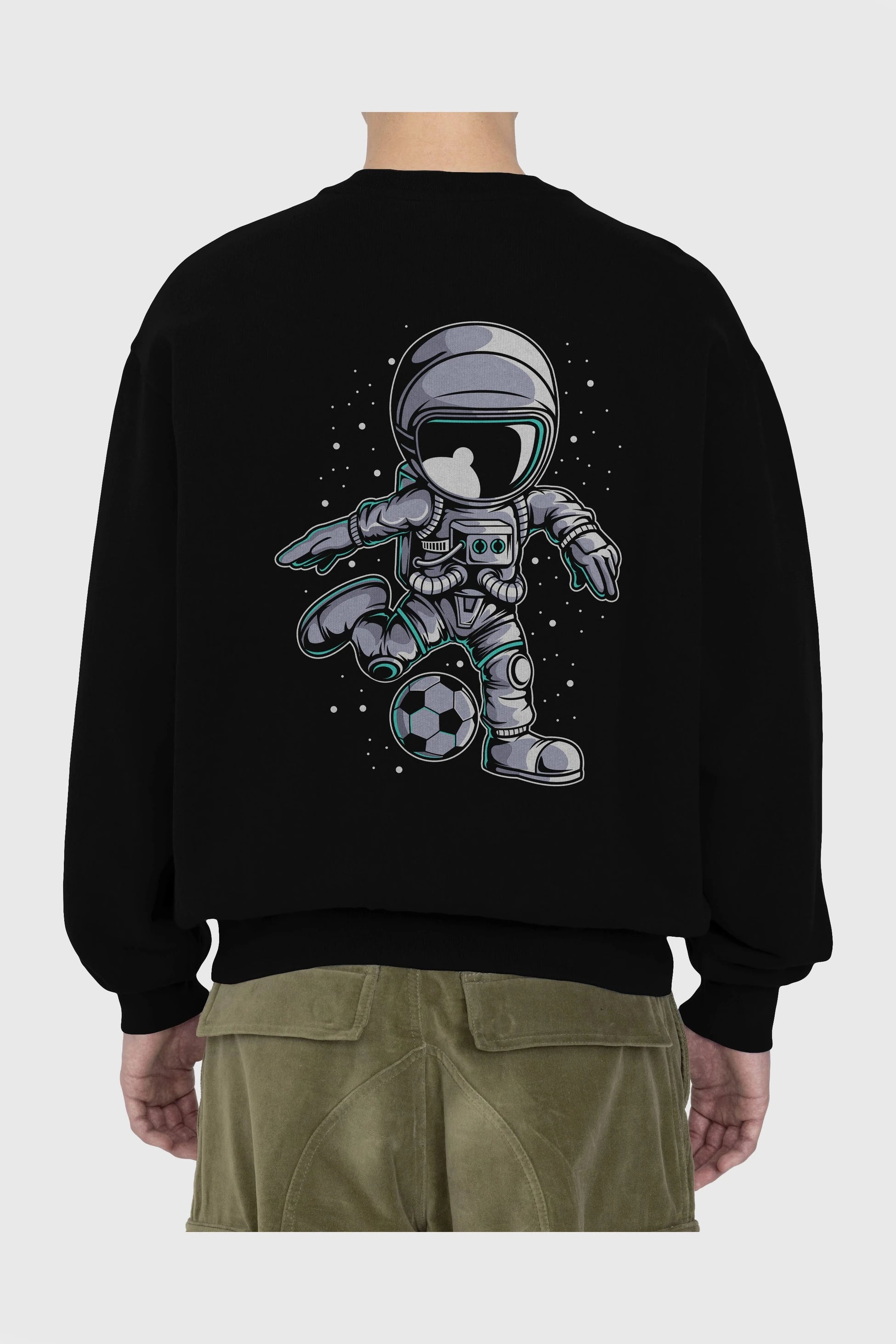 Astronaut Soccer (2) Arka Baskılı Oversize Sweatshirt Erkek Kadın Unisex