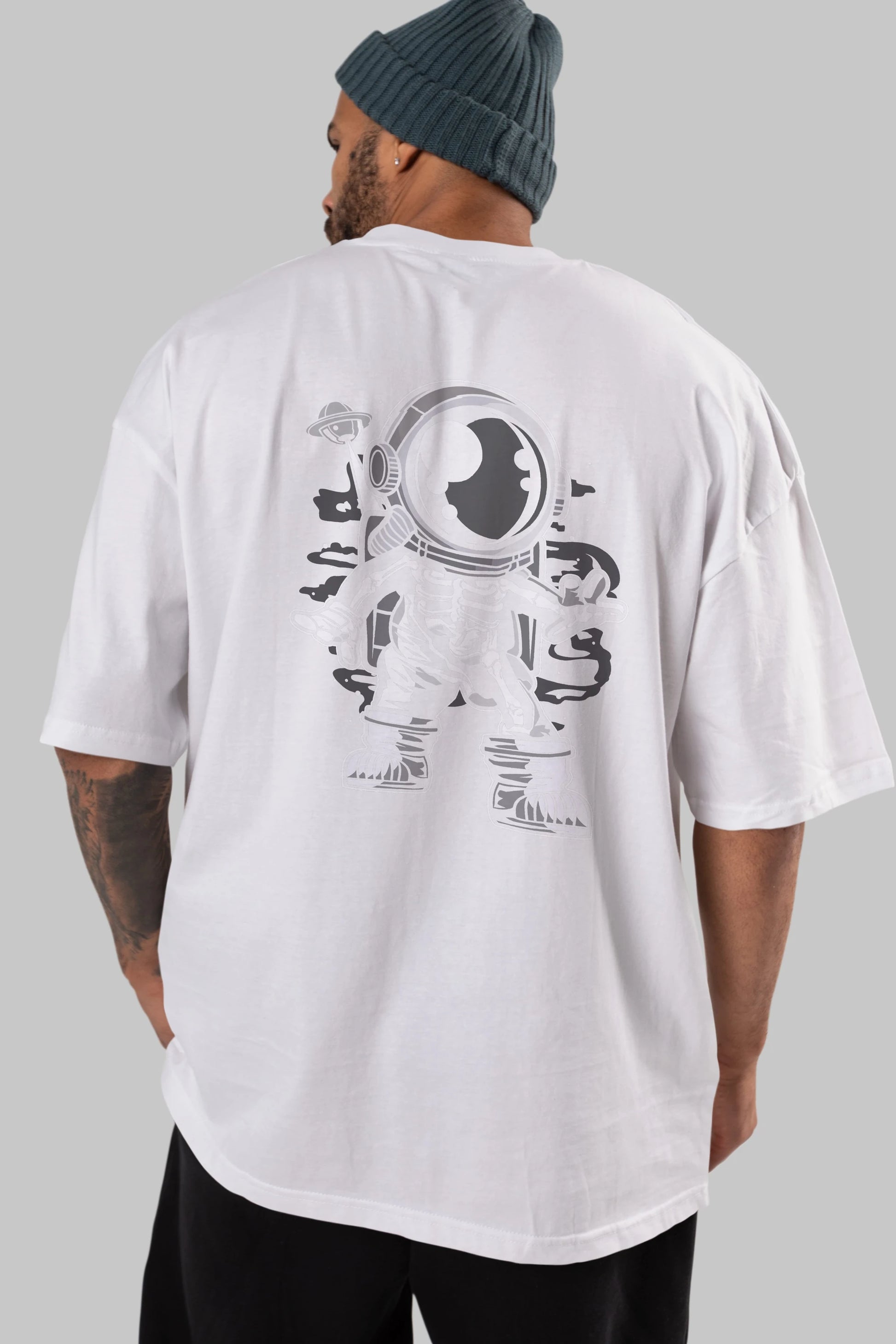 Space Skeleton Arka Baskılı Oversize t-shirt Erkek Kadın Unisex