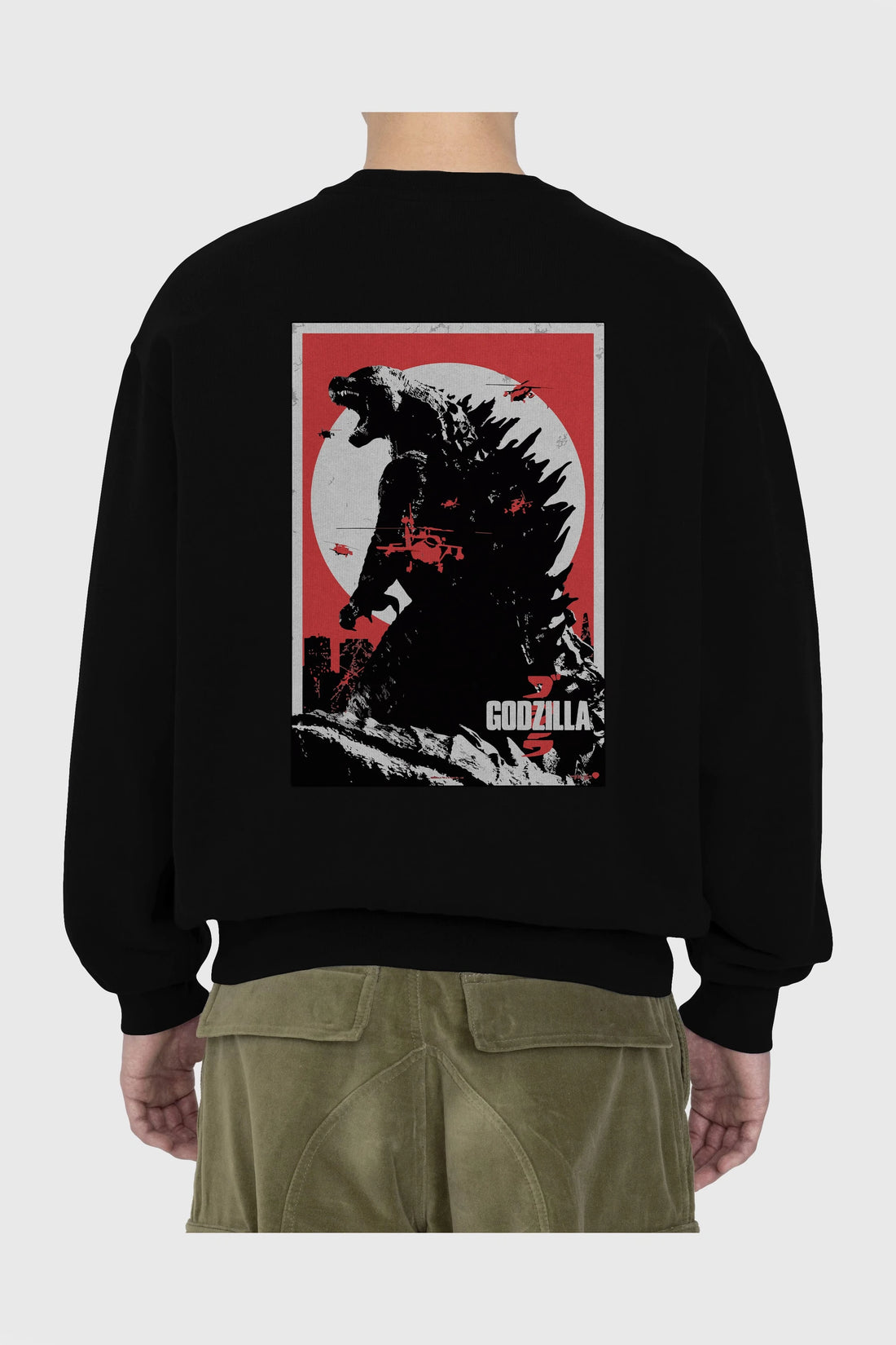 Godzilla (2) Arka Baskılı Oversize Sweatshirt Erkek Kadın Unisex