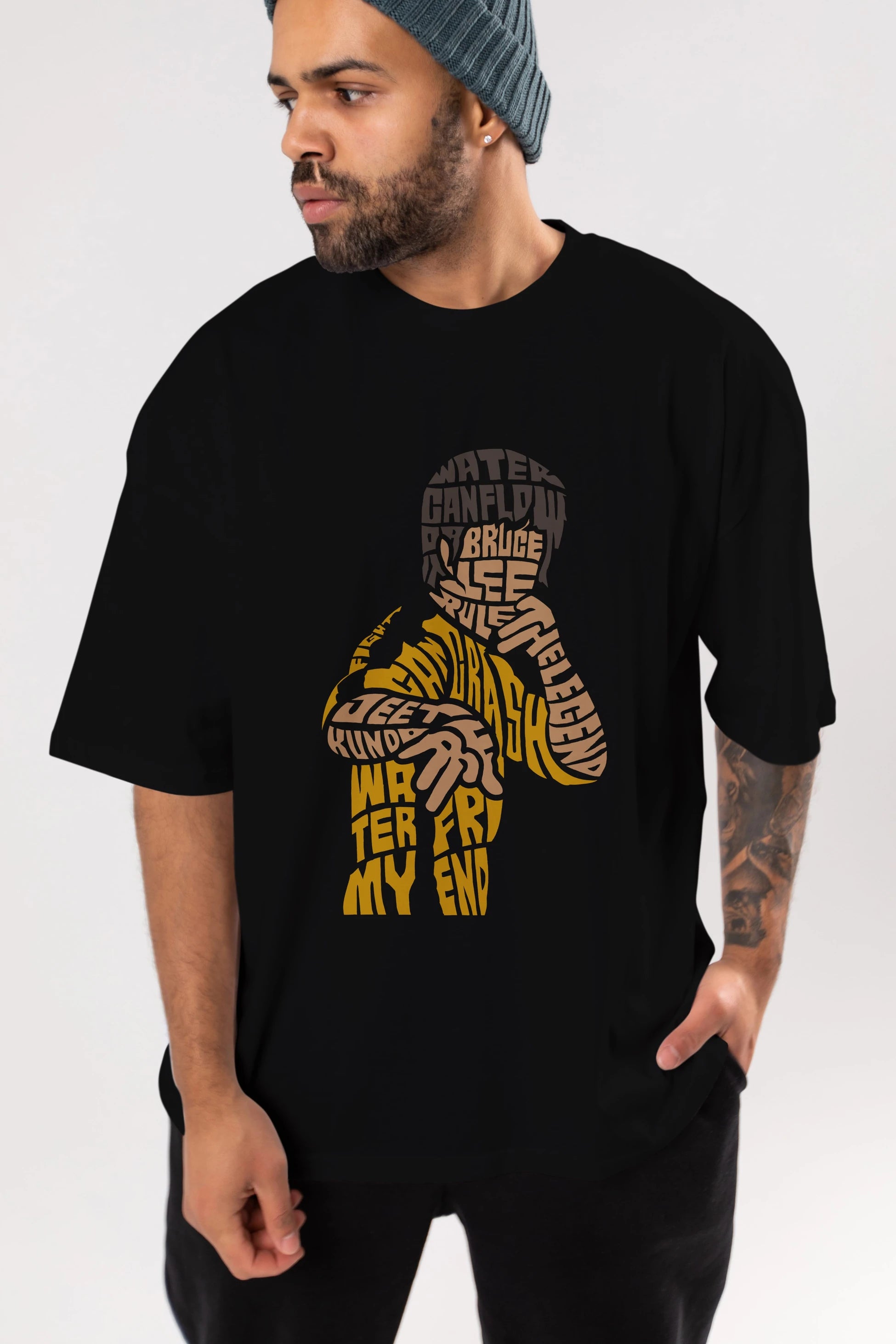 Bruce Lee Ön Baskılı Oversize t-shirt %100 pamuk Erkek Kadın Unisex