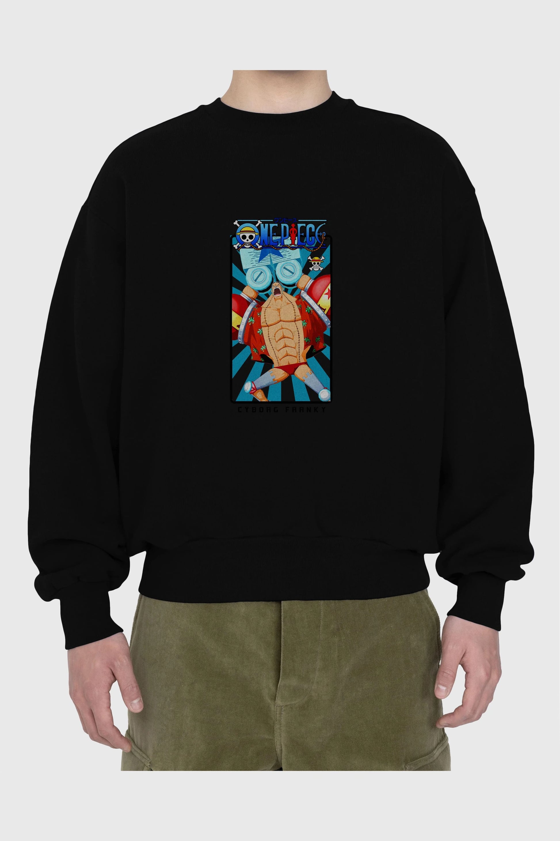 Franky Ön Baskılı Anime Oversize Sweatshirt Erkek Kadın Unisex