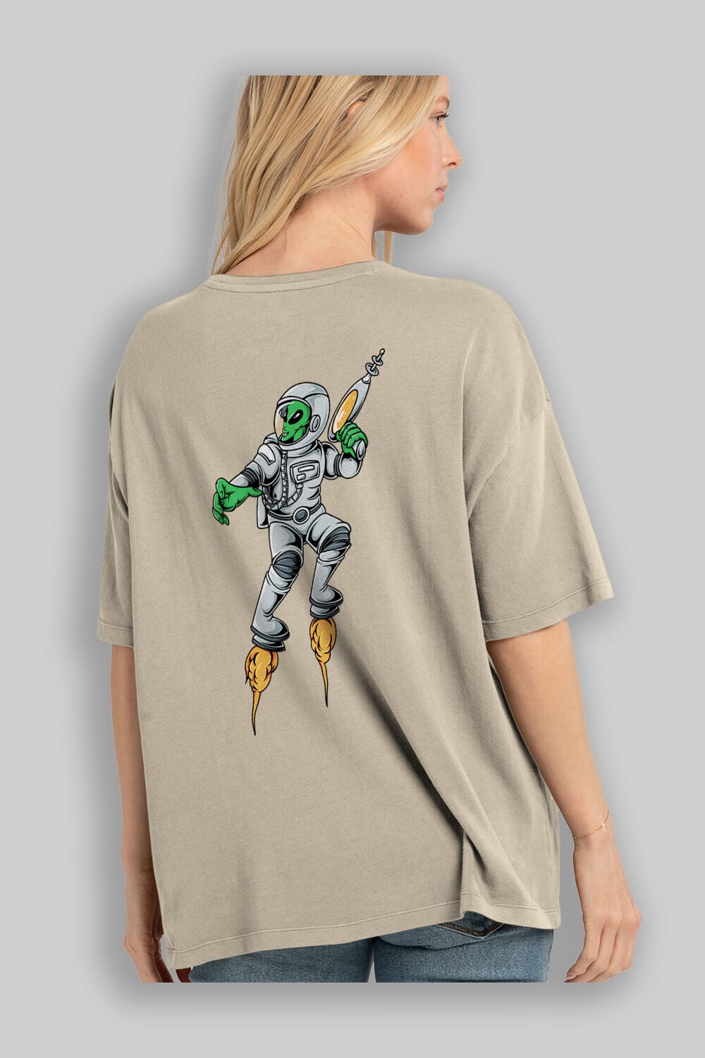 Alien Wars Arka Baskılı Oversize t-shirt Erkek Kadın Unisex