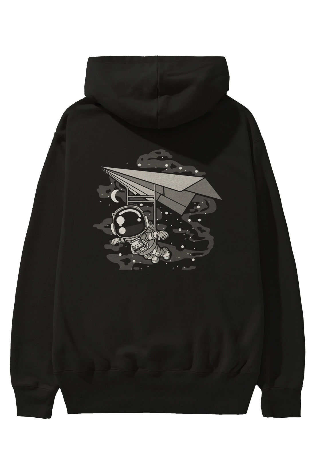 Astronaut Flying Arka Baskılı Hoodie Oversize Kapüşonlu Sweatshirt Erkek Kadın Unisex