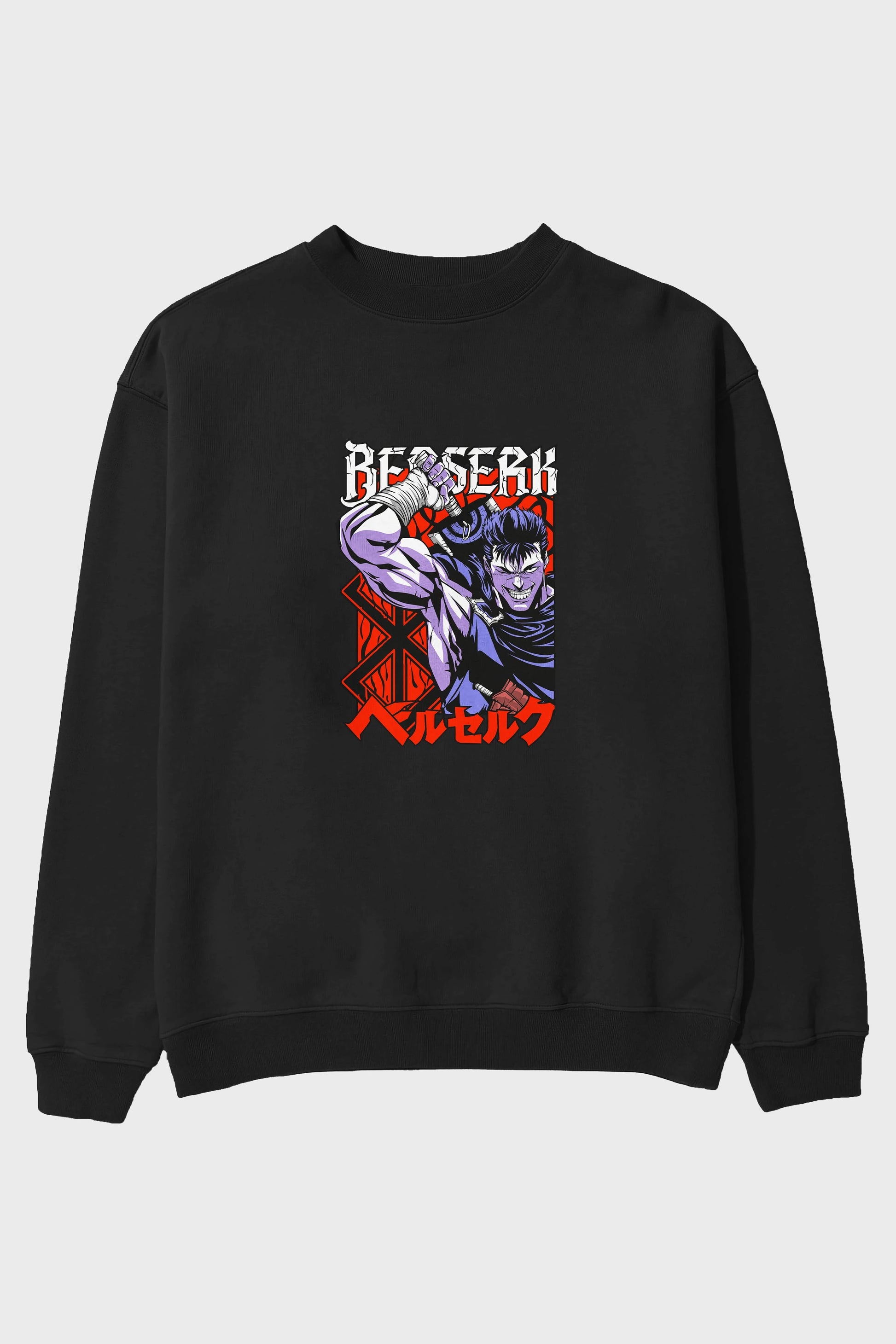 GUTS berserk Anime Ön Baskılı Oversize Sweatshirt Erkek Kadın Unisex