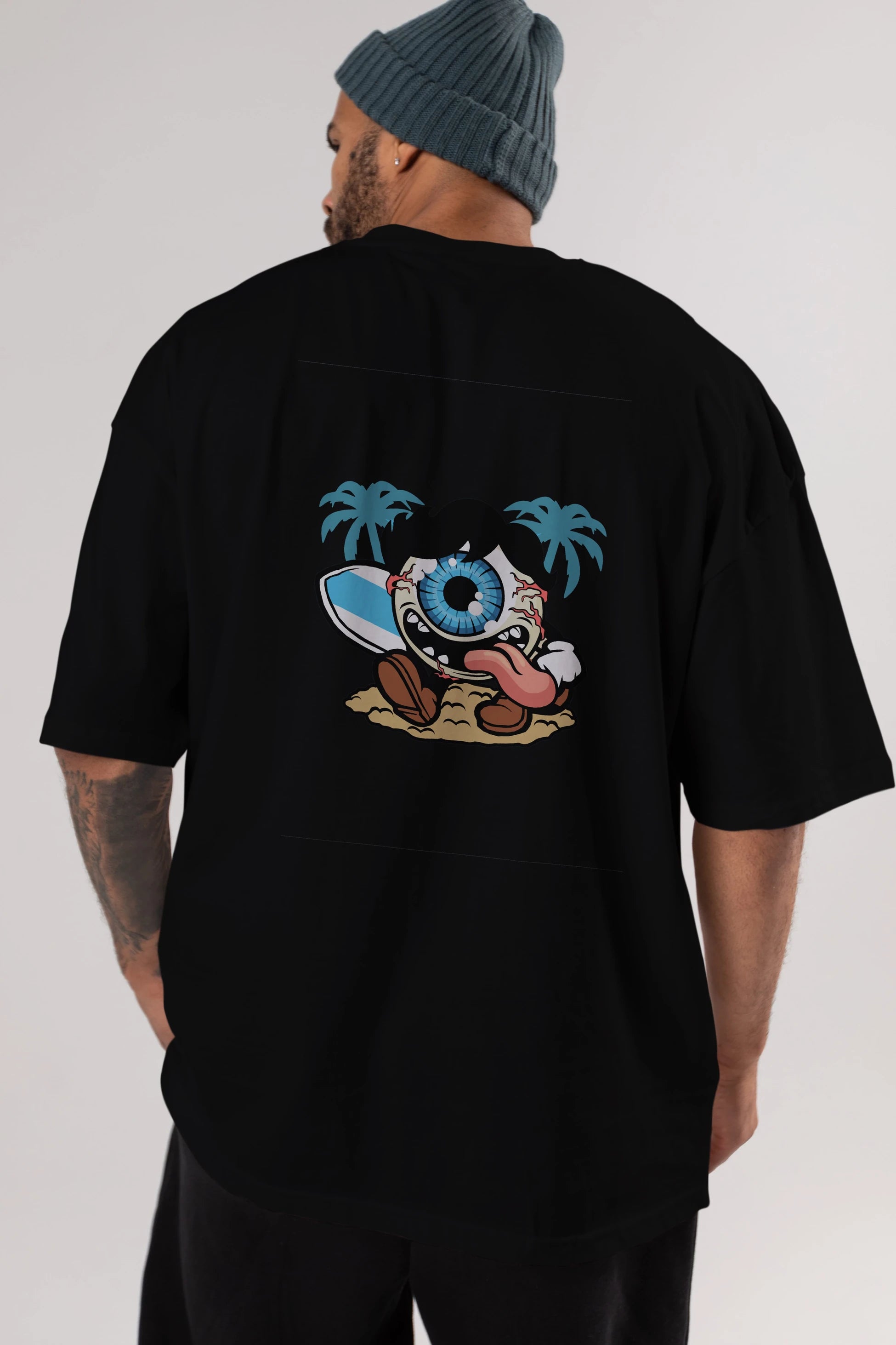 Eye Ball Surfer Arka Baskılı Oversize t-shirt Erkek Kadın Unisex %100 Pamuk tişort