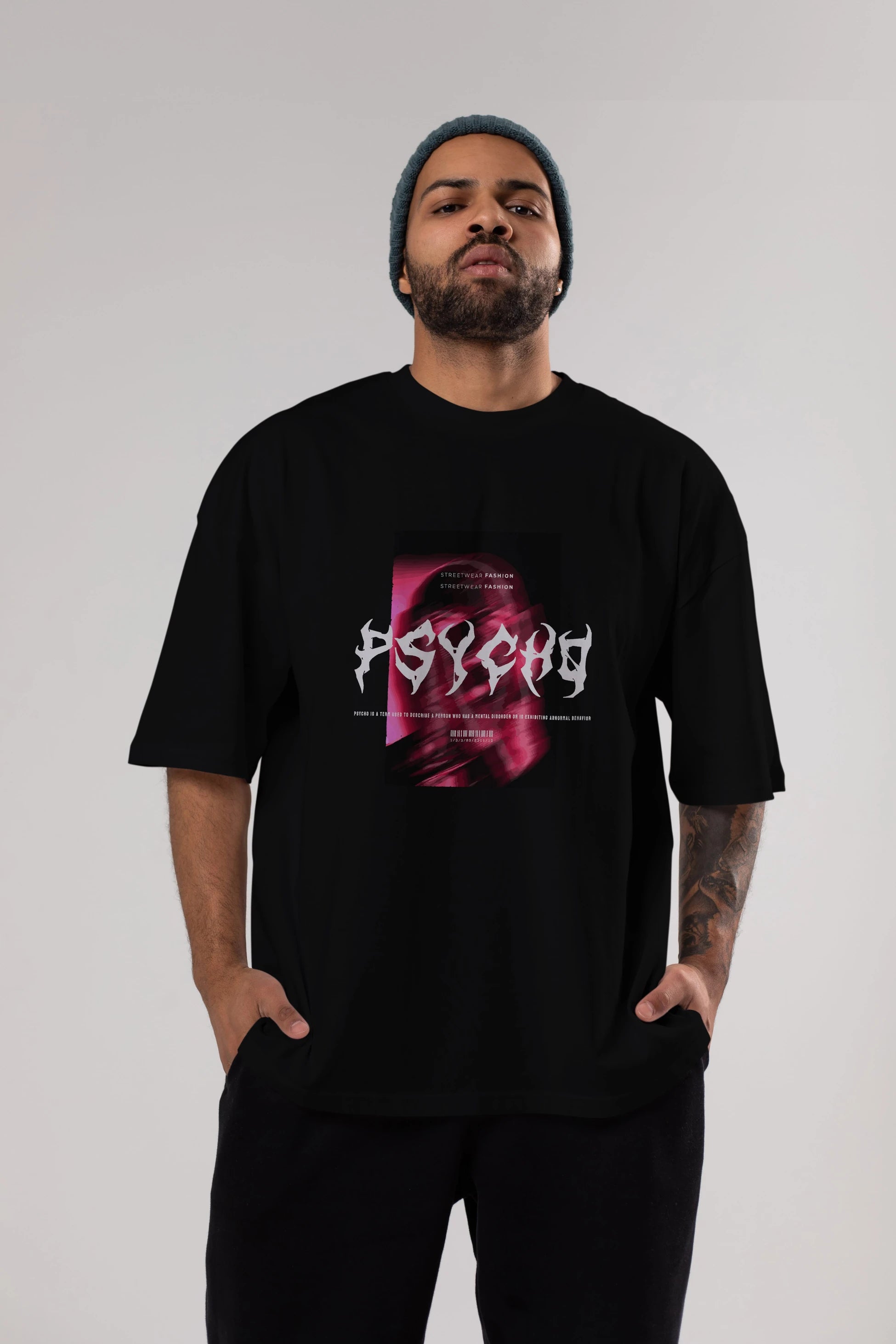 Psycho Streetwear Ön Baskılı Oversize t-shirt Erkek Kadın Unisex