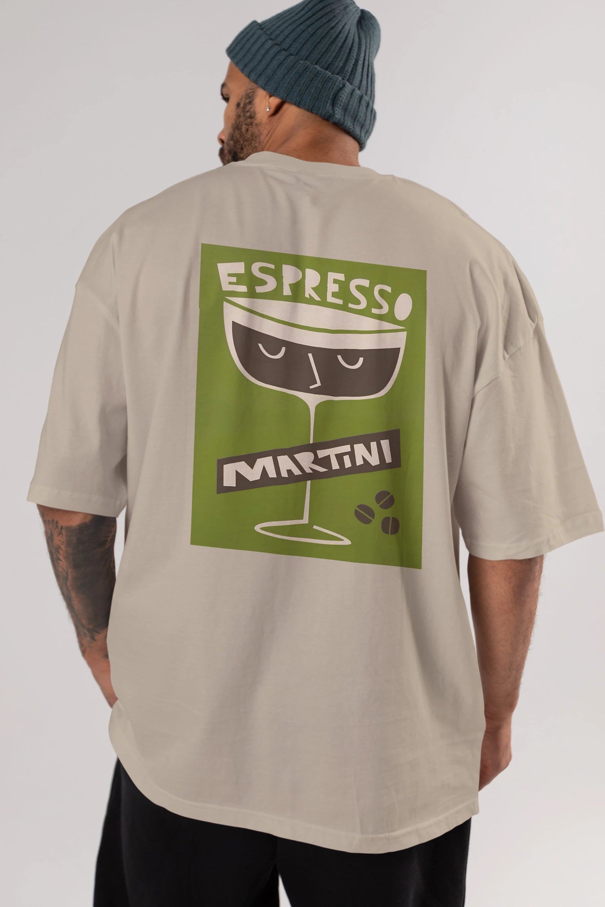 Espresso Martini 2 Arka Baskılı Oversize t-shirt Erkek Kadın Unisex %100 Pamuk Bisiklet Yaka tişort