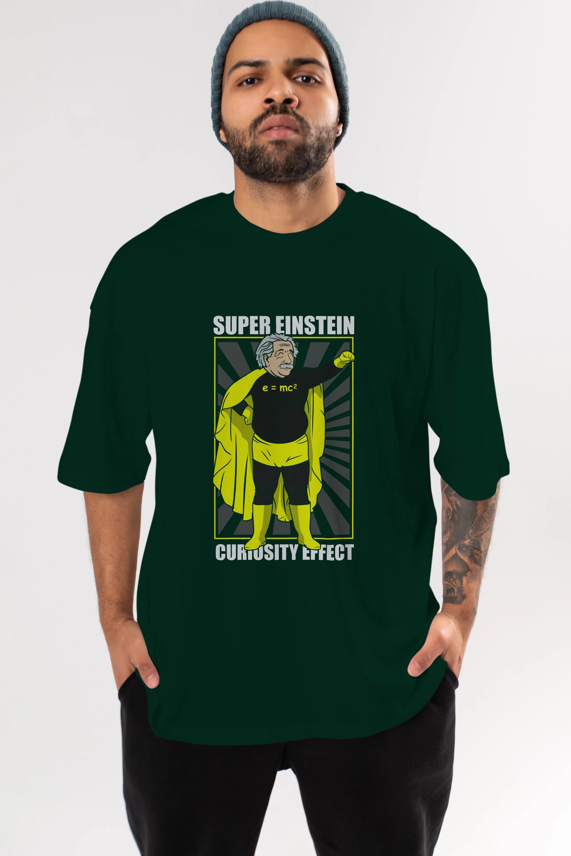 Super Einsten Ön Baskılı Oversize t-shirt Erkek Kadın Unisex %100 Pamuk tişort