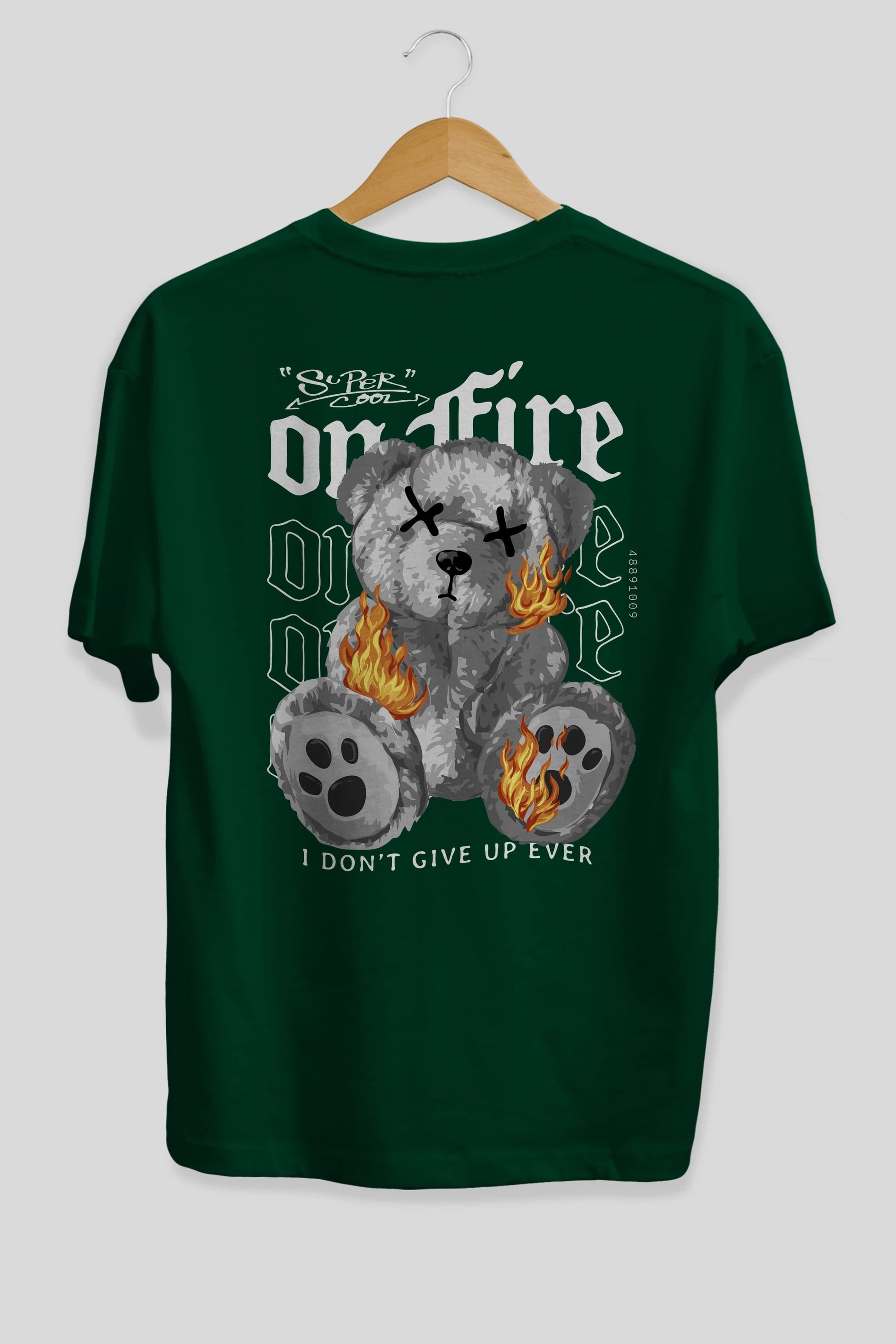 Teddy Bear On Fire Arka Baskılı Oversize t-shirt Erkek Kadın Unisex