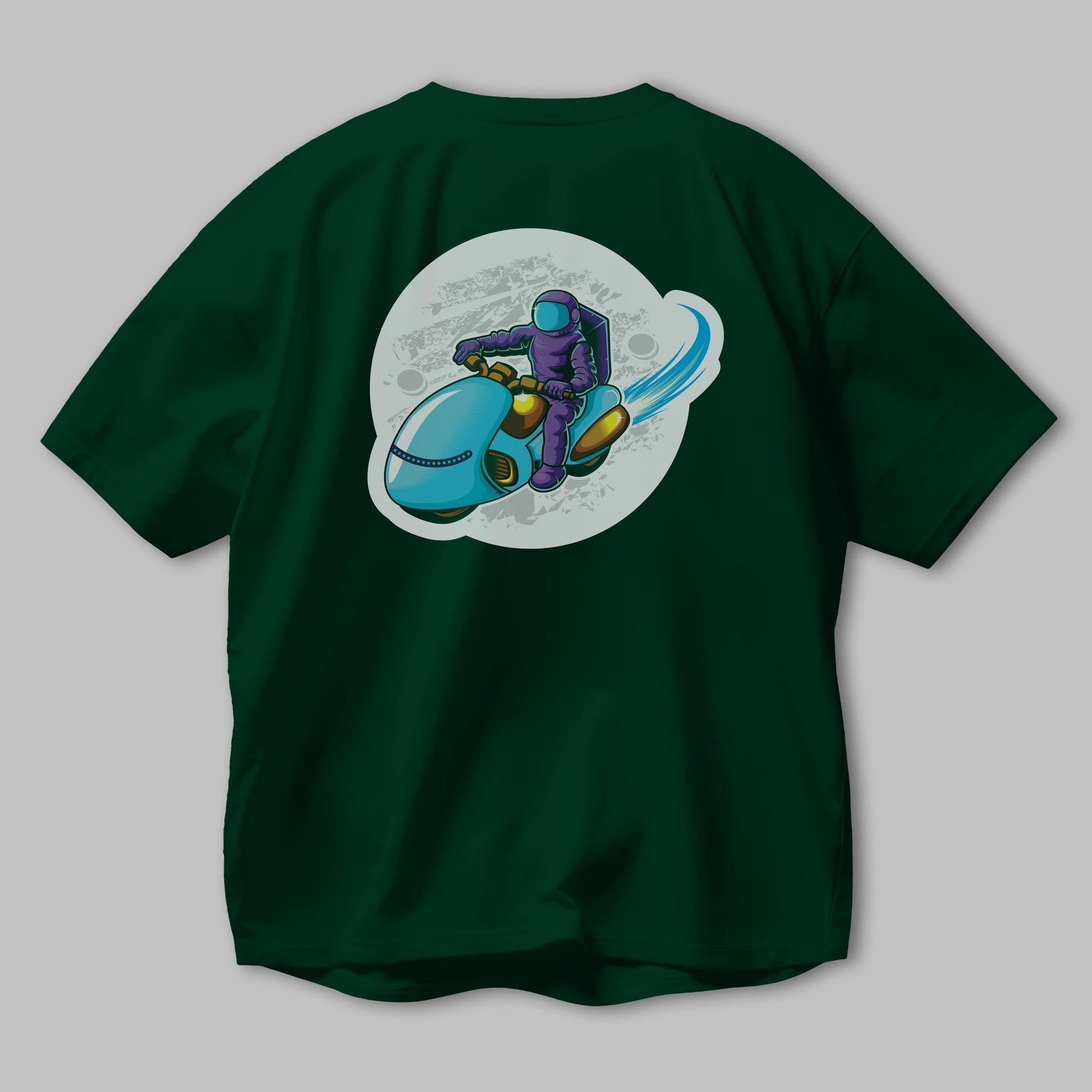 Astrorider in Space Sticker Arka Baskılı Oversize t-shirt Erkek Kadın Unisex