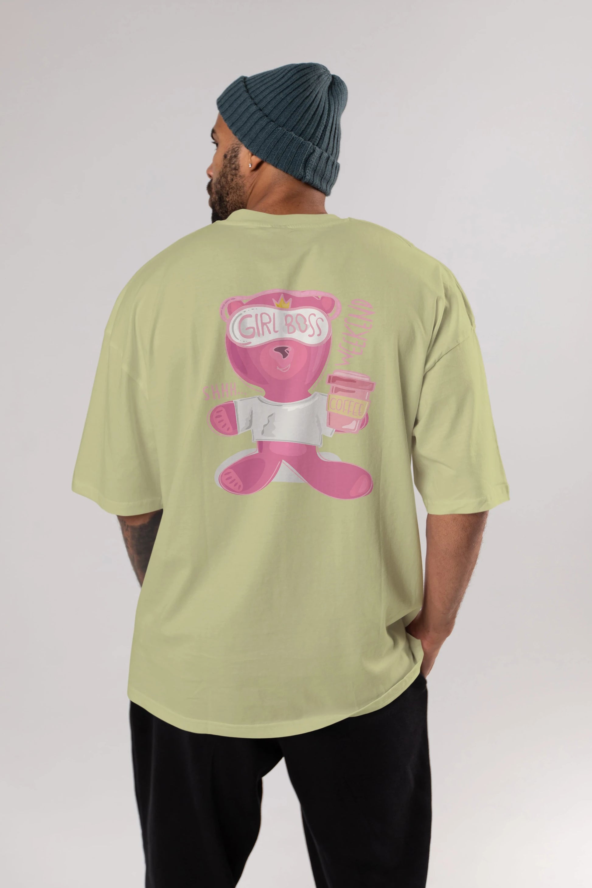 Girl Boss Bear Arka Baskılı Oversize t-shirt Erkek Kadın Unisex