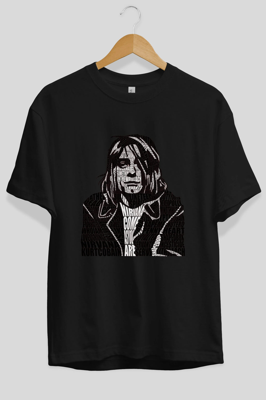 Kurt Cobain Calligram Ön Baskılı Oversize t-shirt %100 pamuk Erkek Kadın Unisex