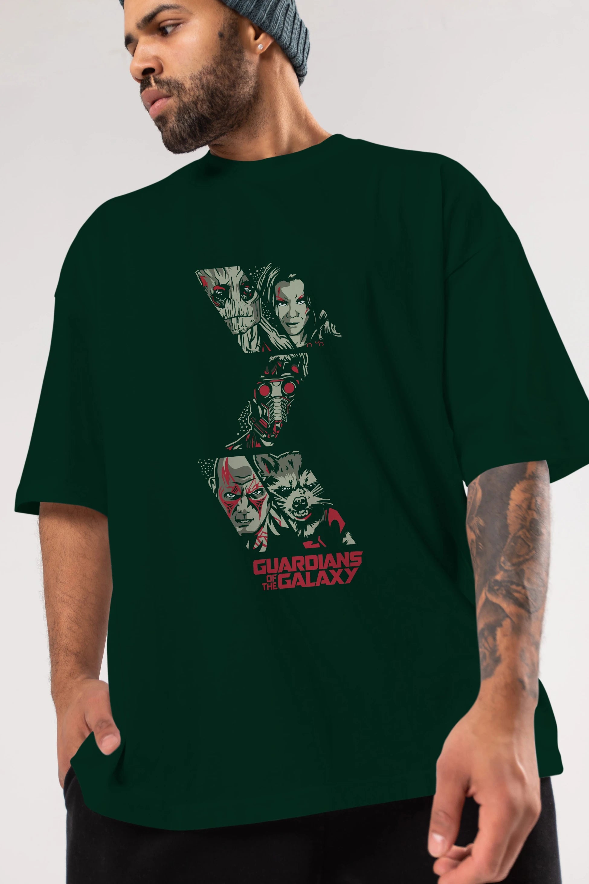 Guardians of The Galaxy (2) Ön Baskılı Oversize t-shirt Erkek Kadın Unisex %100 Pamuk Bisiklet Yaka tişort