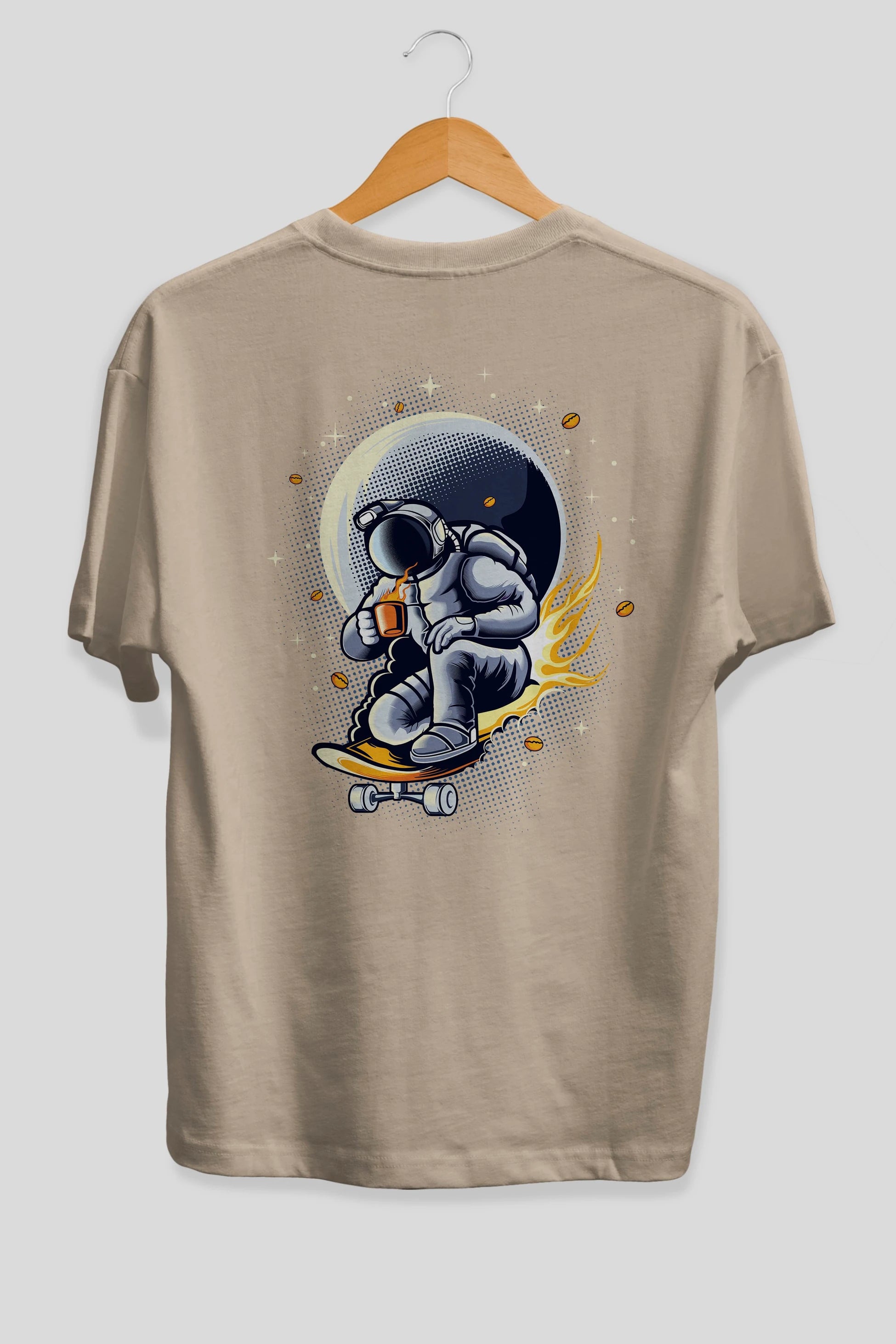 Astro Coffee Addict Arka Baskılı Oversize t-shirt Erkek Kadın Unisex