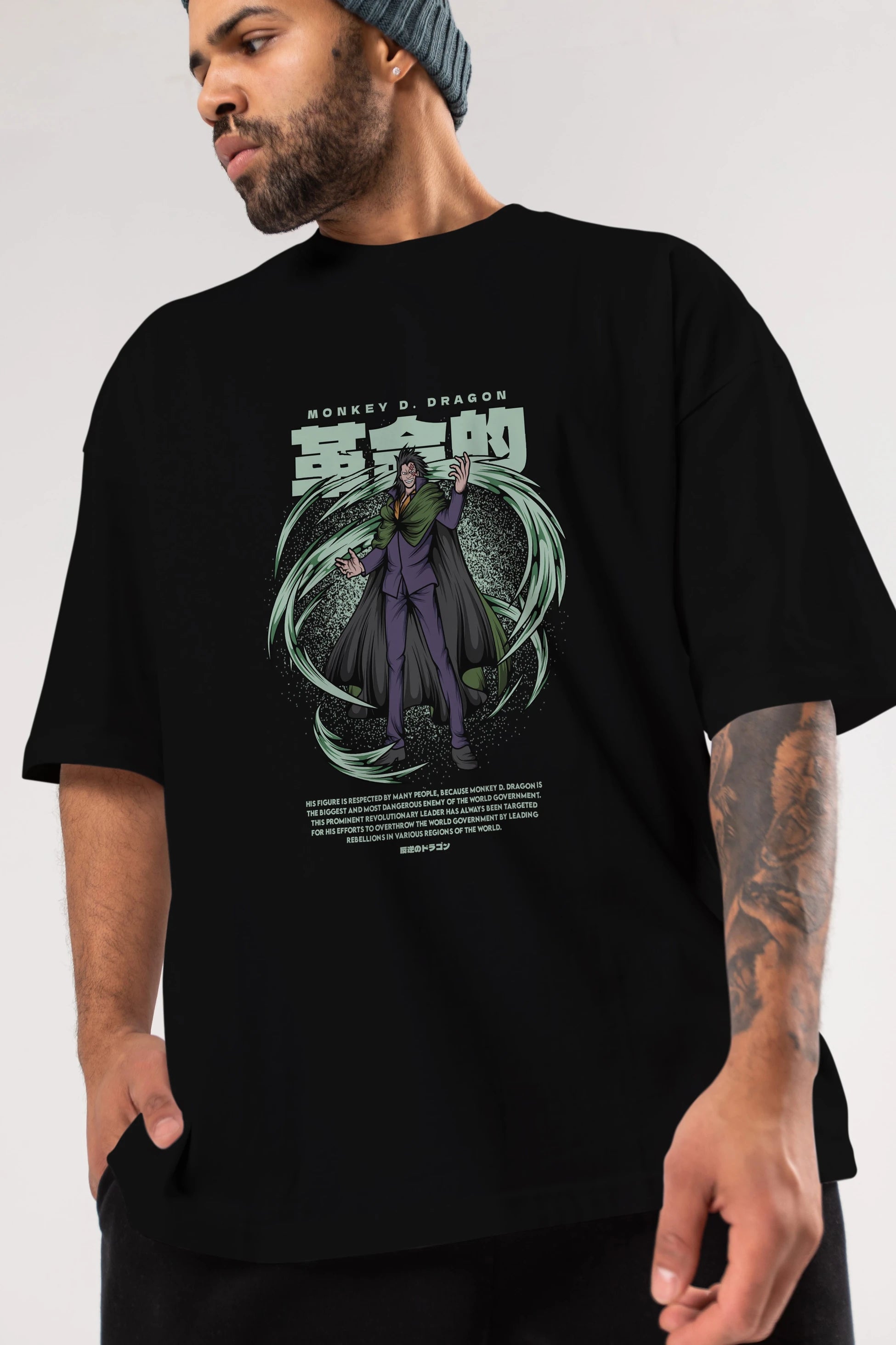 Monkey D. Dragon Anime Ön Baskılı Oversize t-shirt %100 pamuk Erkek Kadın Unisex