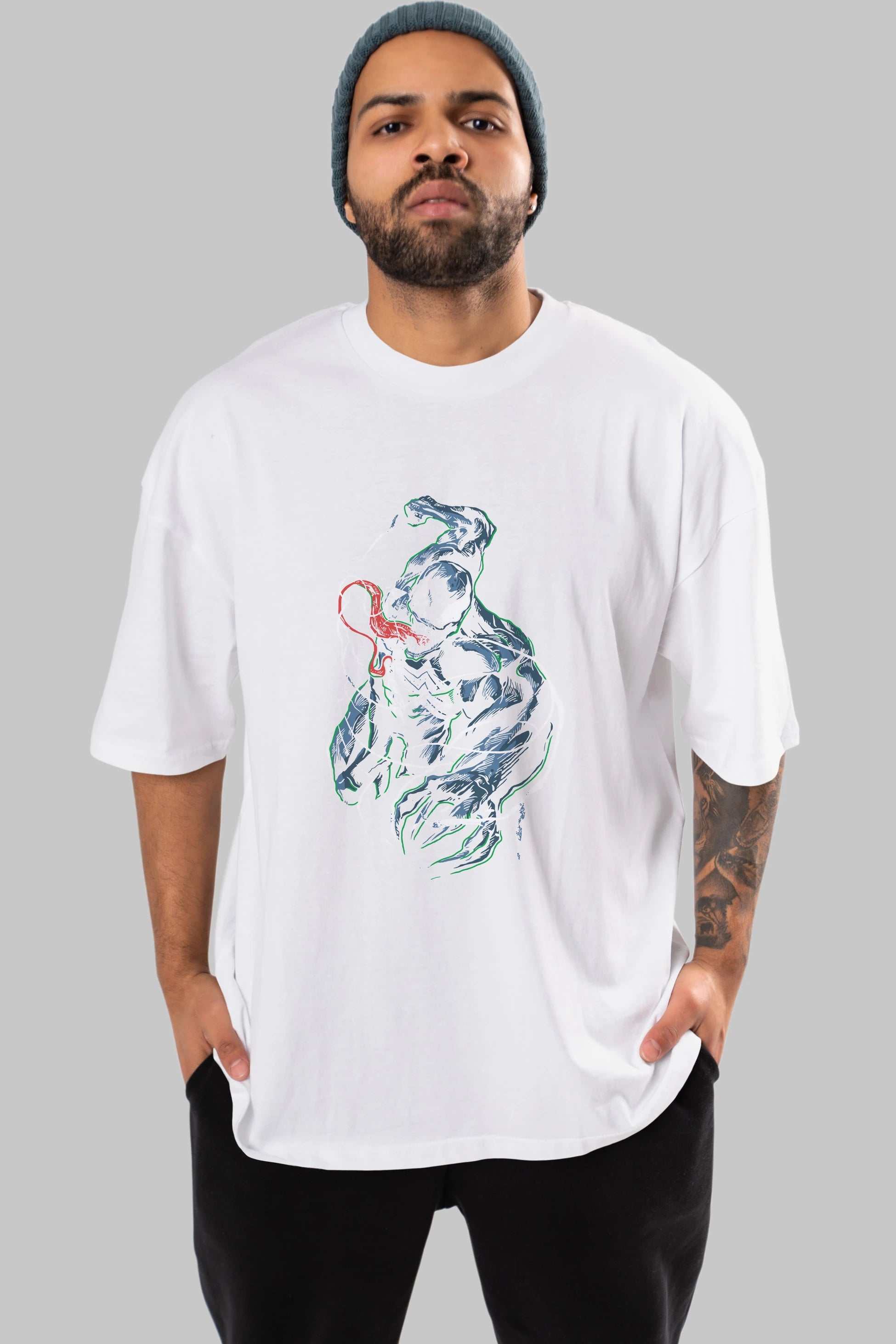Venom (5) Ön Baskılı Oversize t-shirt Erkek Kadın Unisex %100 Pamuk Bisiklet Yaka tişort