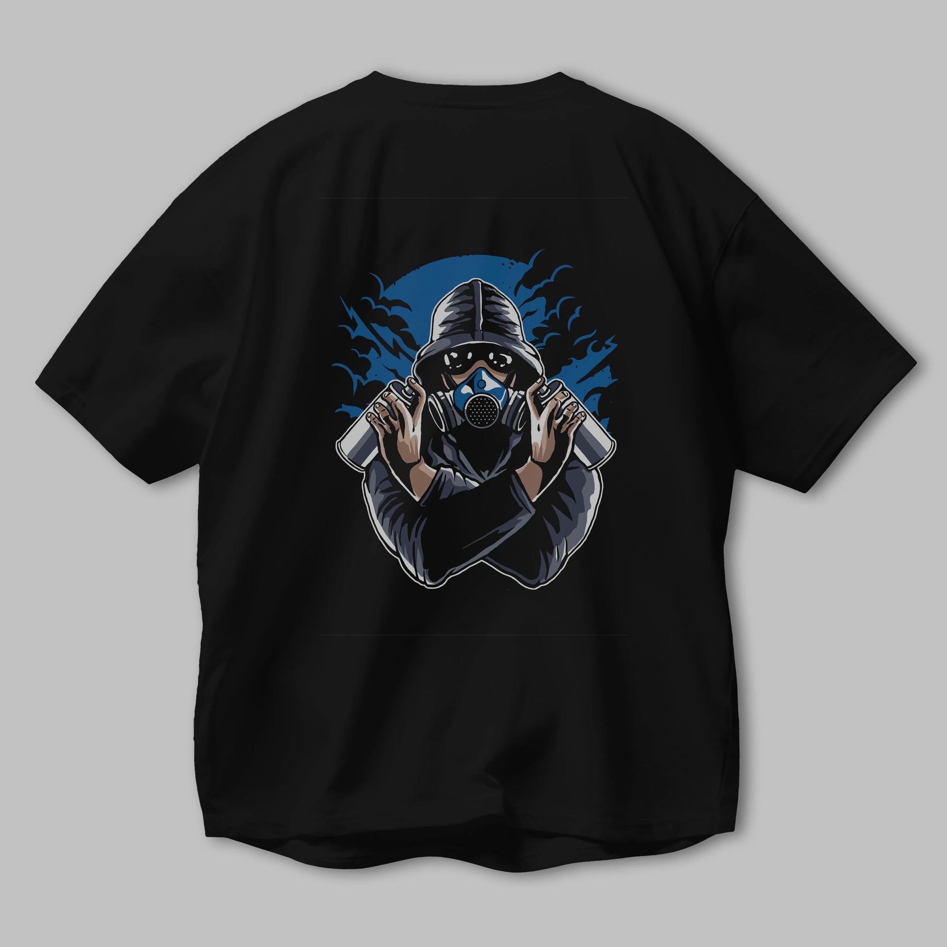 Graffiti Gasmask Arka Baskılı Oversize t-shirt Erkek Kadın Unisex %100 Pamuk