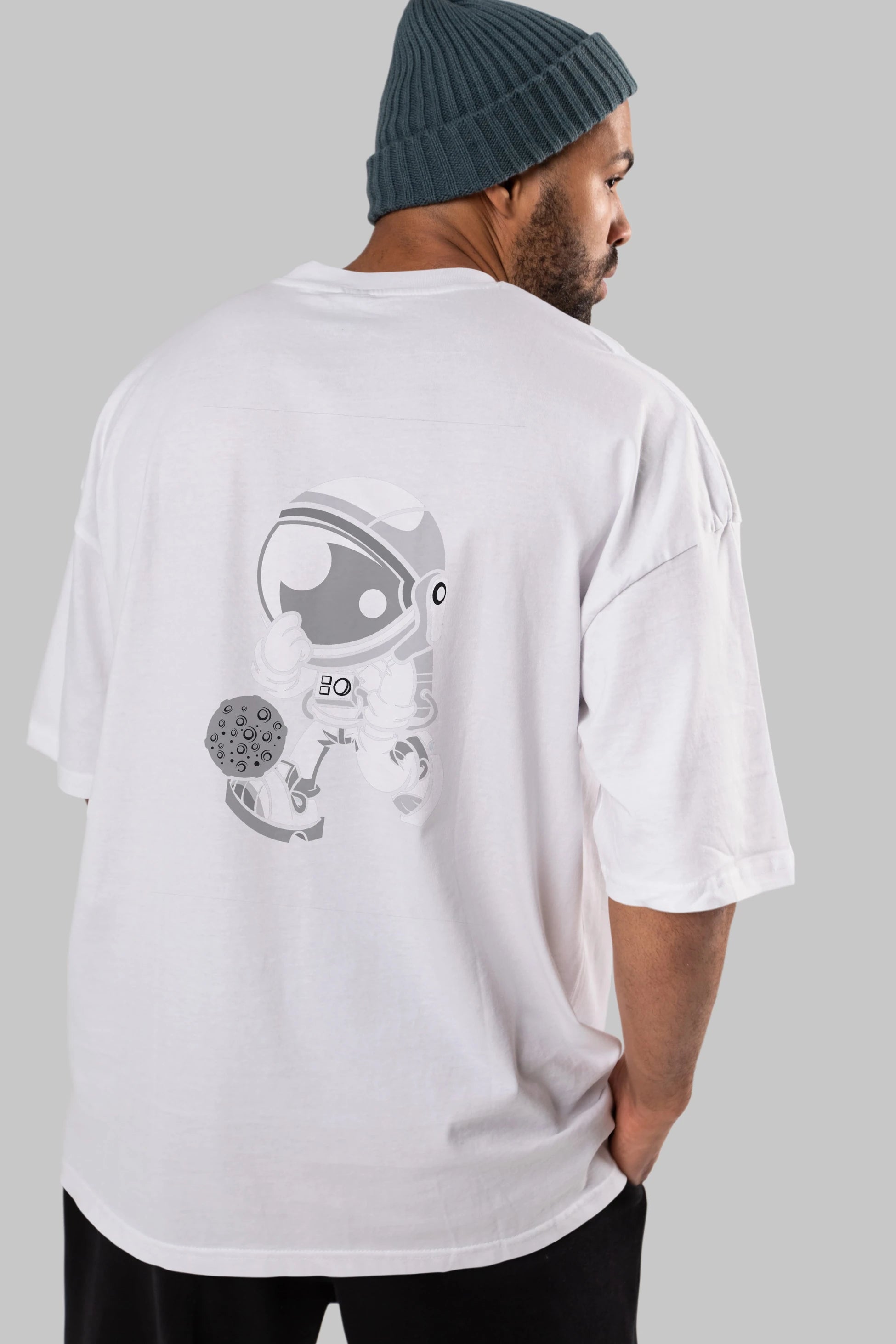 Street Astronaut Arka Baskılı Oversize t-shirt Erkek Kadın Unisex %100 Pamuk tişort