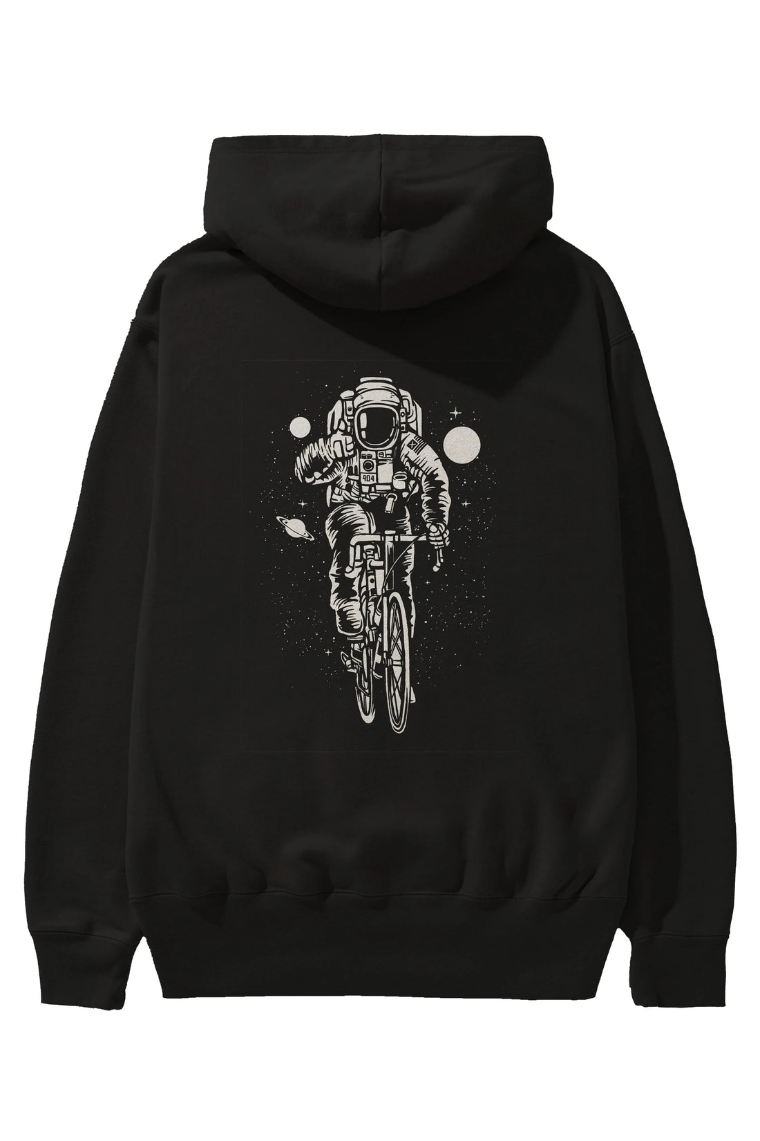 Astronaut Bicycle Arka Baskılı Hoodie Oversize Kapüşonlu Sweatshirt Erkek Kadın Unisex