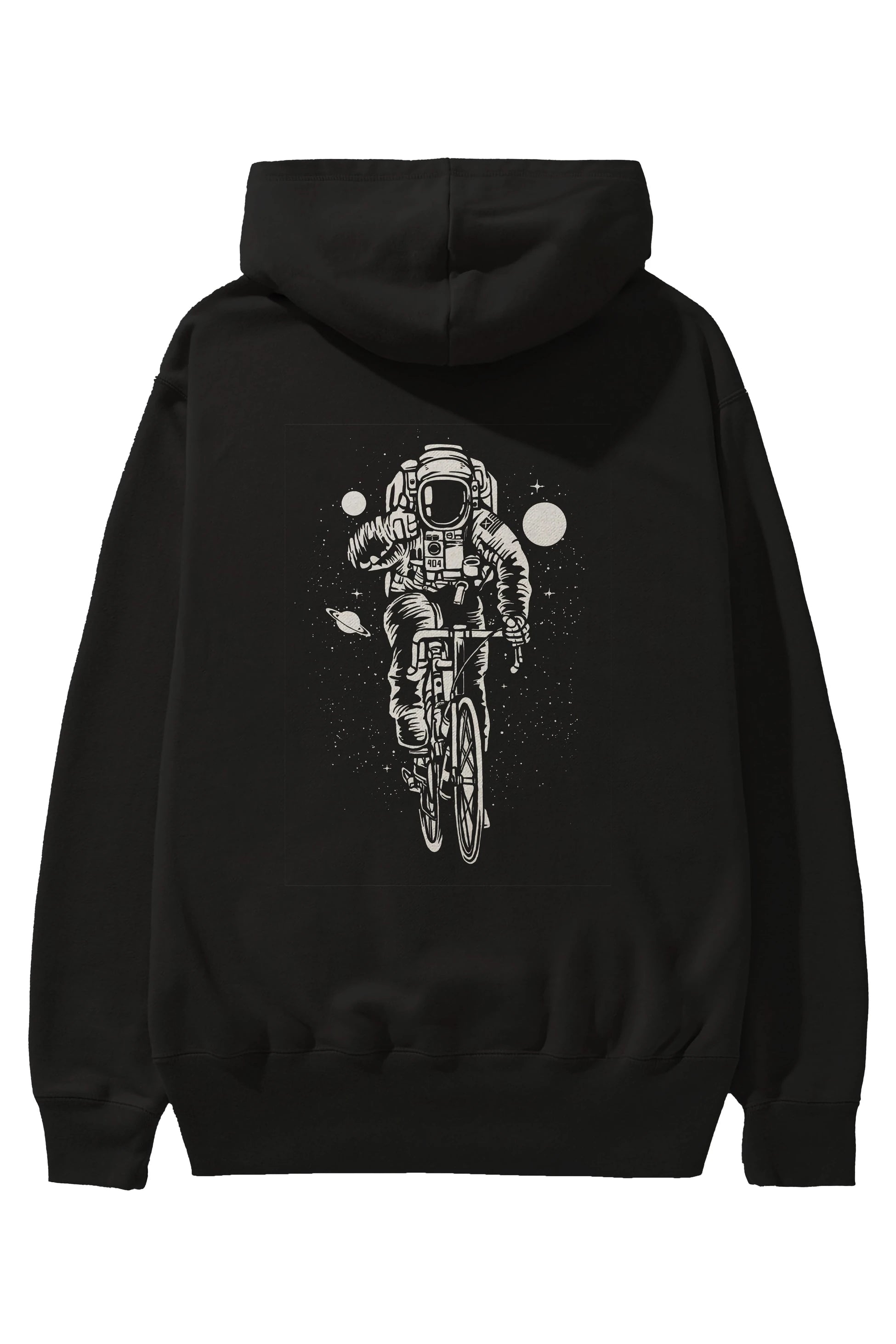 Astronaut Bicycle Arka Baskılı Hoodie Oversize Kapüşonlu Sweatshirt Erkek Kadın Unisex