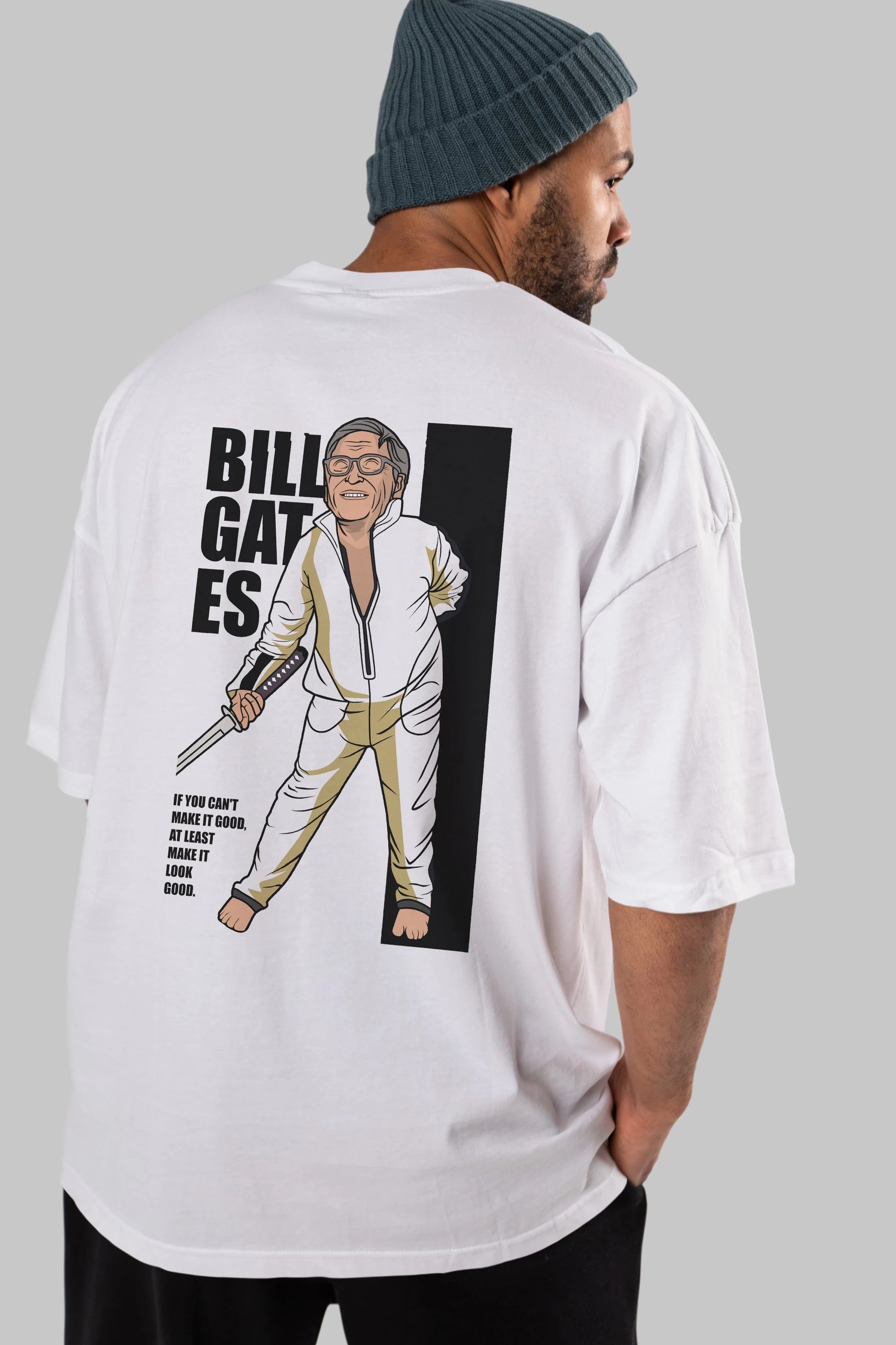 Bill Gates Arka Baskılı Oversize t-shirt Erkek Kadın Unisex %100 Pamuk tişort