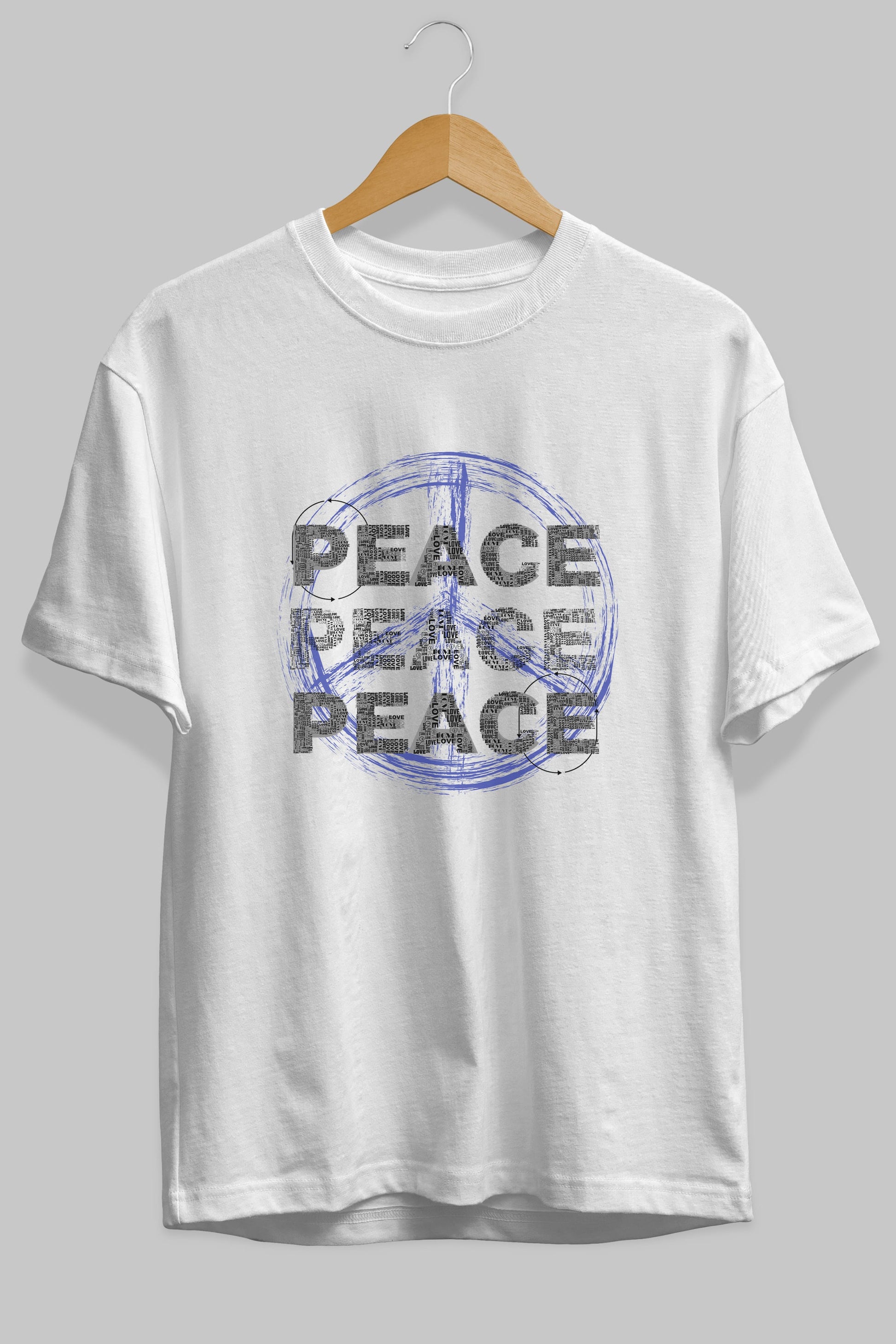 Peace Yazılı Ön Baskılı Oversize t-shirt Erkek Kadın Unisex