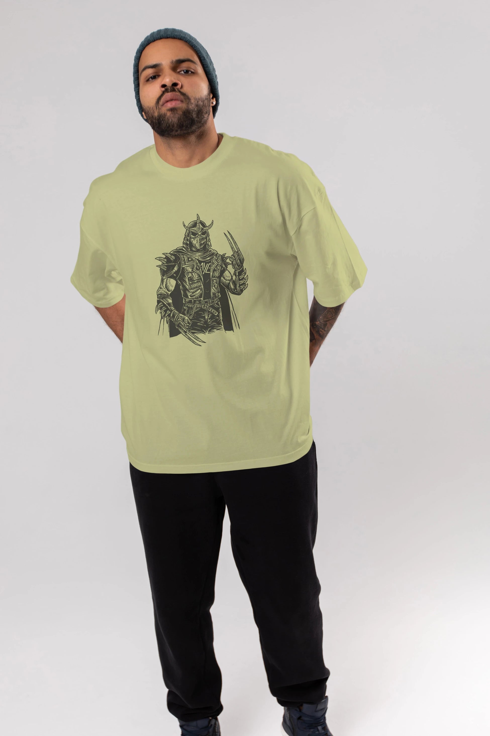 Shredder Punk Ön Baskılı Oversize t-shirt Erkek Kadın Unisex %100 Pamuk tişort