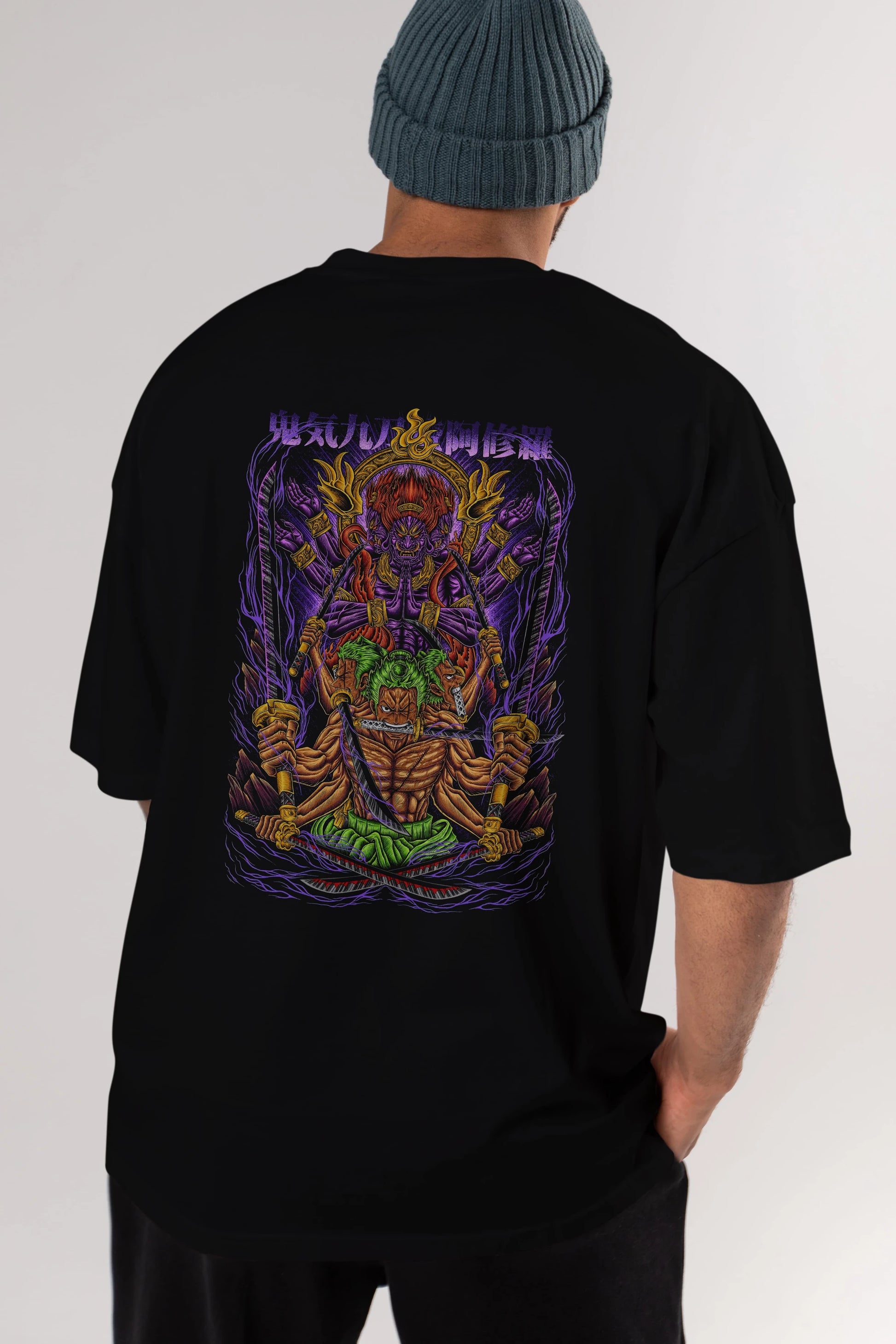 RORONOA ZORO 2 Anime Arka Baskılı Oversize t-shirt Erkek Kadın Unisex