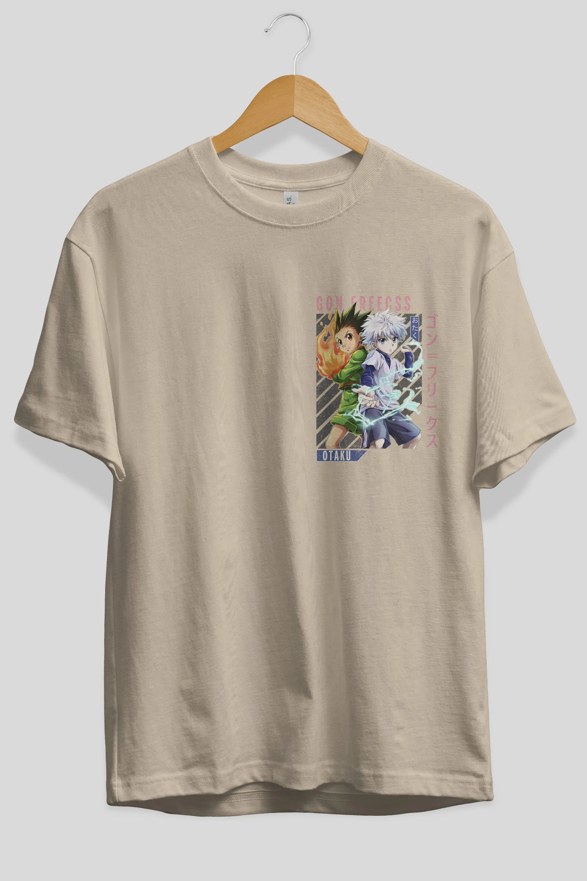 Gon Freecss HUNTER X HUNTER 1 Ön Sol Baskılı Oversize t-shirt Erkek Kadın Unisex %100 Pamuk Bisiklet Yaka tişort