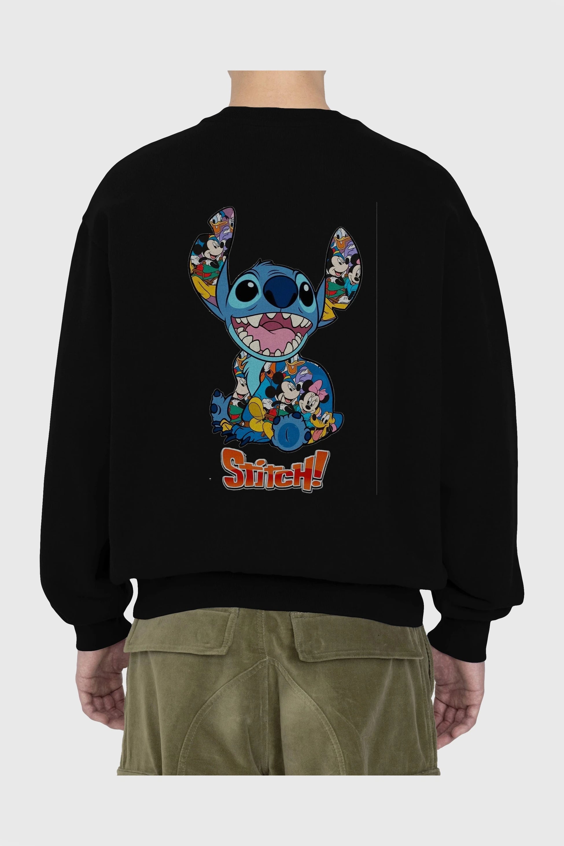 Stitch Arka Baskılı Oversize Sweatshirt Erkek Kadın Unisex