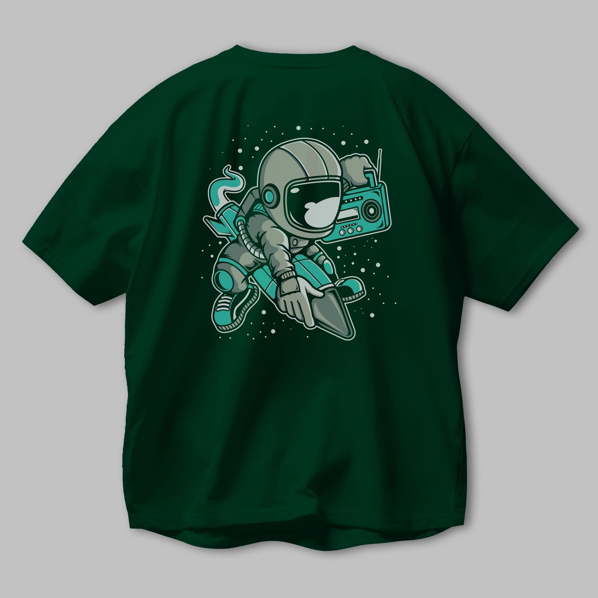 Astronaut Rocket (2) Arka Baskılı Oversize t-shirt Erkek Kadın Unisex