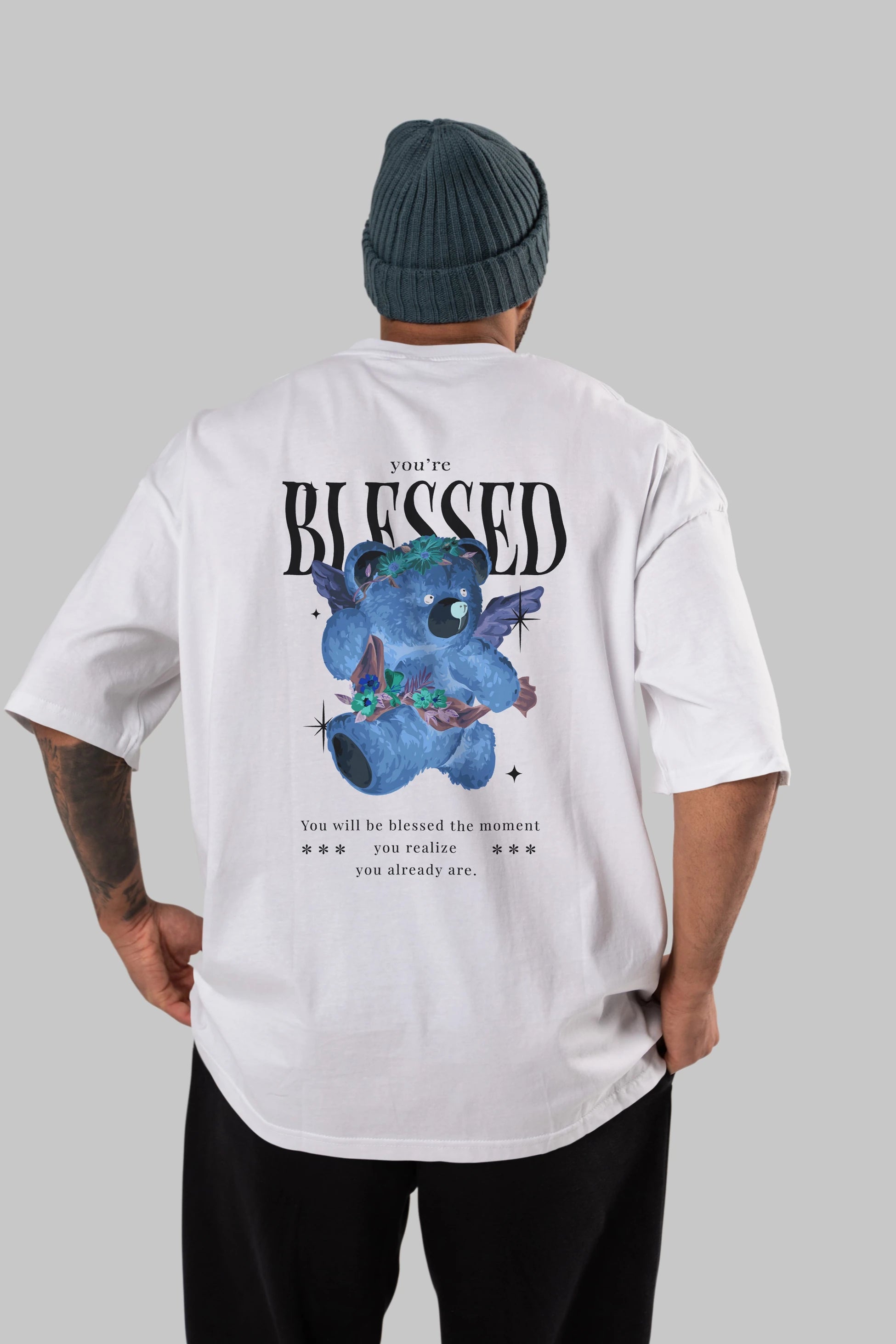 You are Blessed Bear Arka Baskılı Oversize t-shirt Erkek Kadın Unisex