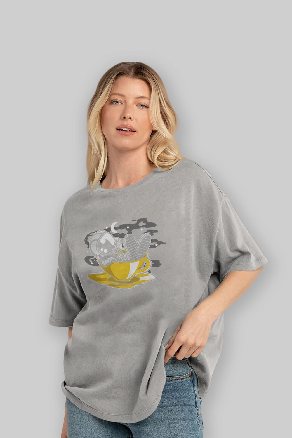 Astronaut Relax Ön Baskılı Oversize t-shirt Erkek Kadın Unisex