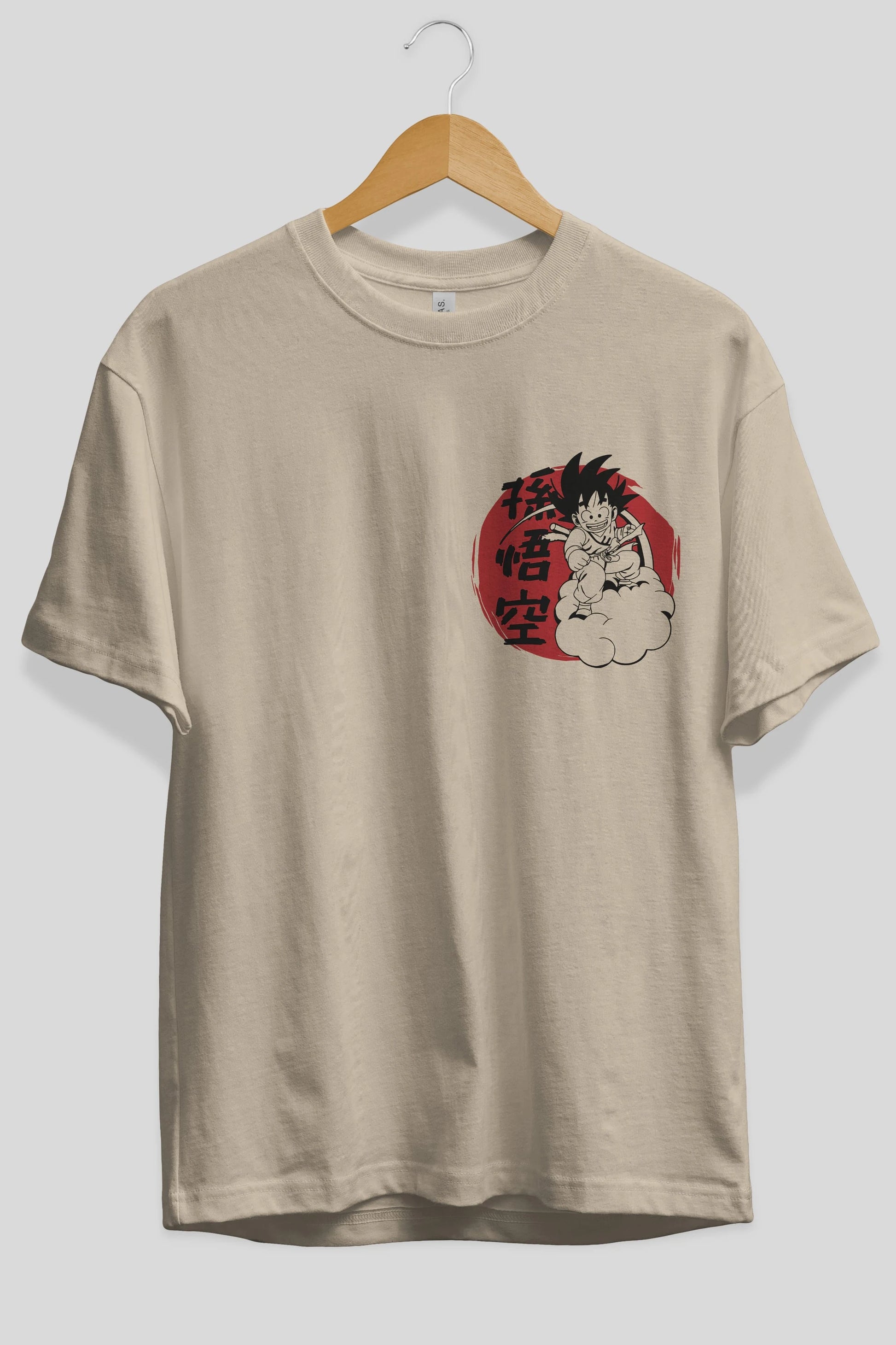 DRAGON BALL Ön Sol Baskılı Oversize t-shirt Erkek Kadın Unisex %100 Pamuk Bisiklet Yaka tişort