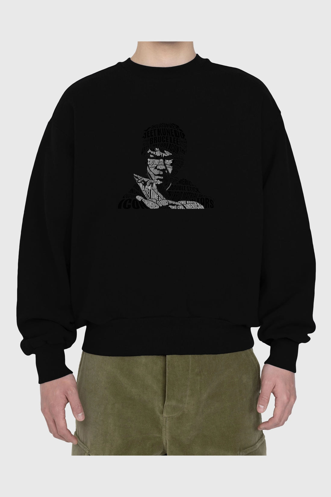 Bruce Lee Calligram Ön Baskılı Oversize Sweatshirt Erkek Kadın Unisex