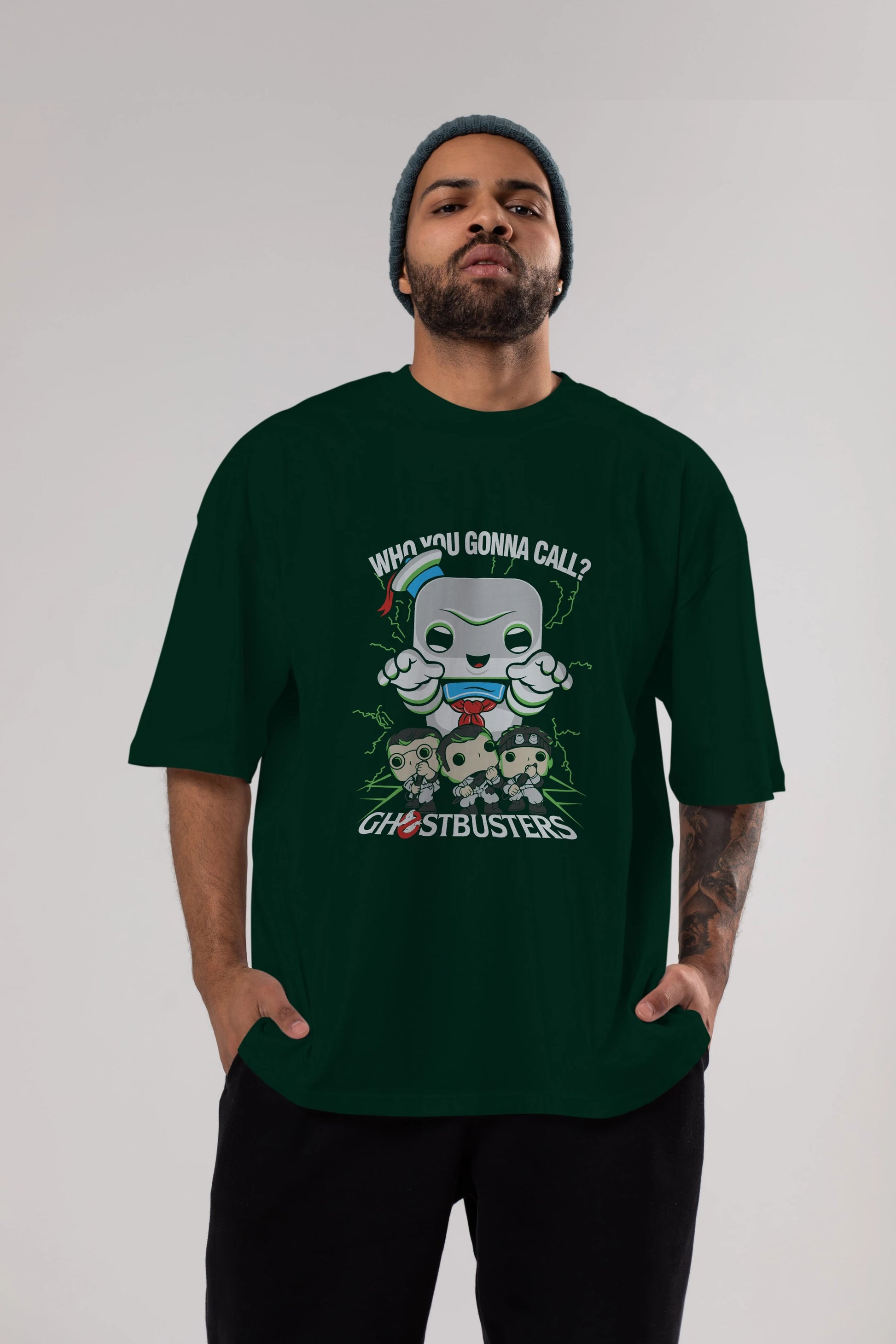 Ghostbusters Ön Baskılı Oversize t-shirt Erkek Kadın Unisex %100 Pamuk Bisiklet Yaka tişort