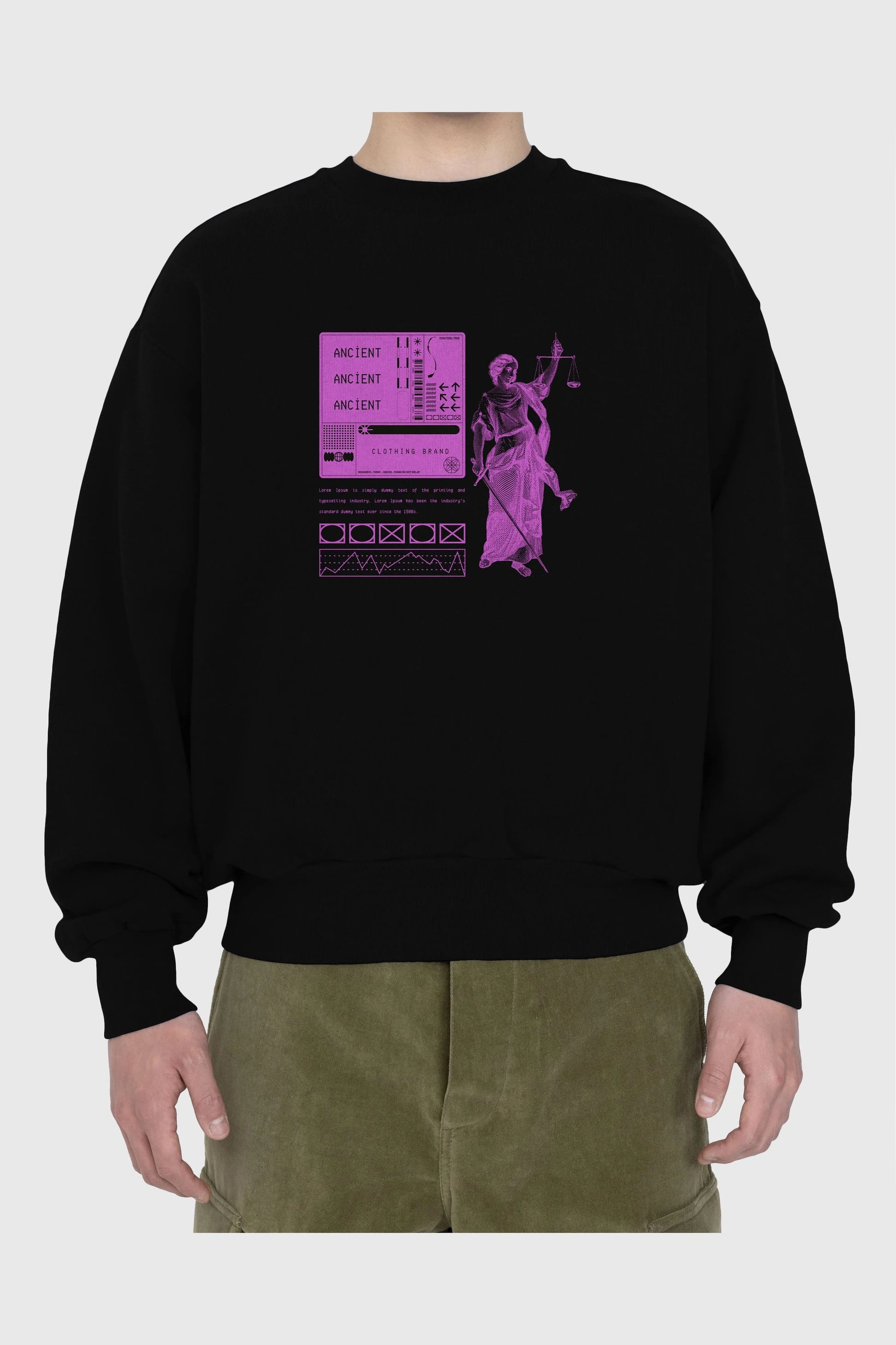 Ancient Streetwear Ön Baskılı Oversize Sweatshirt Erkek Kadın Unisex
